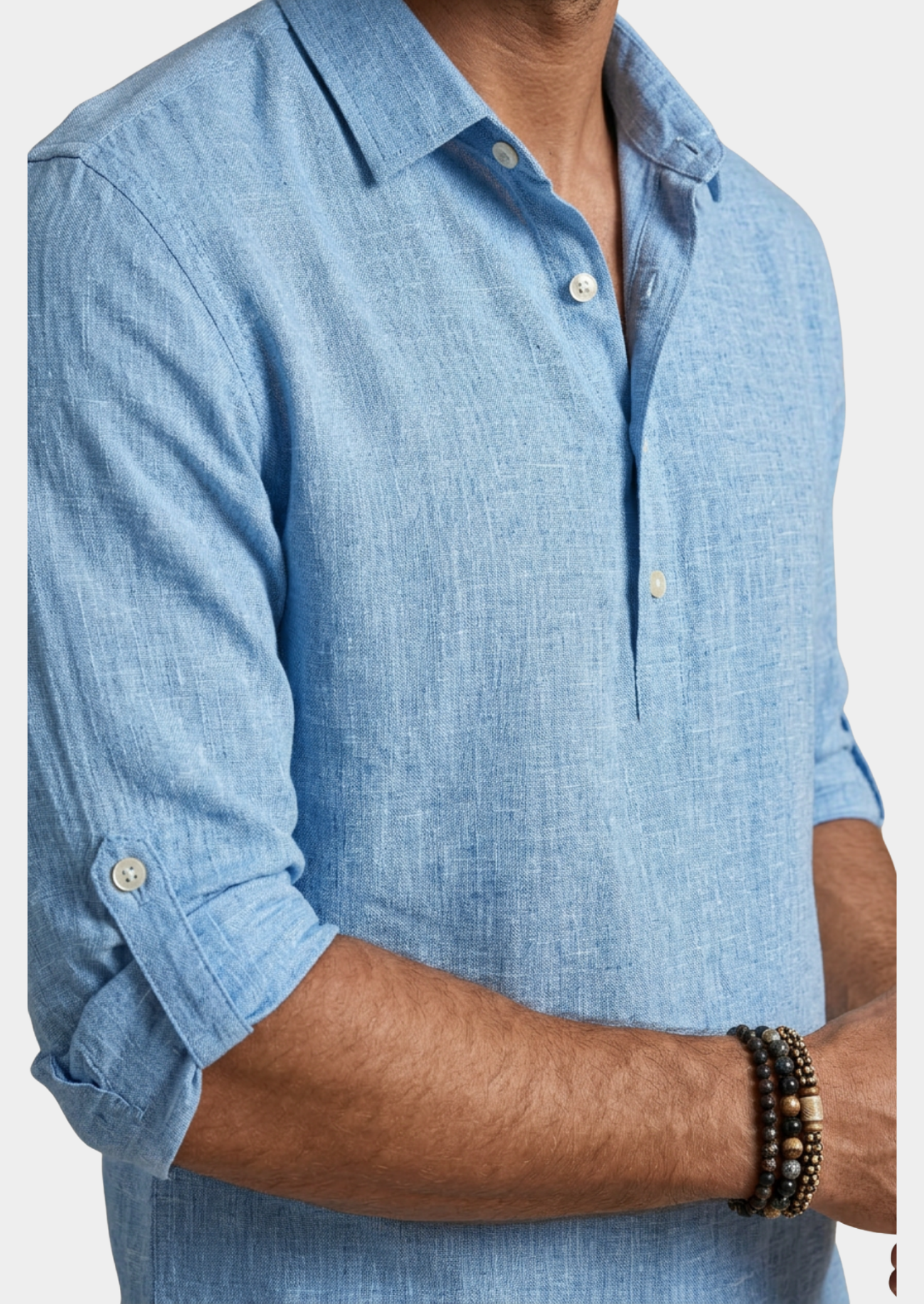 Men’s Linen Polo Shirt with Button Placket