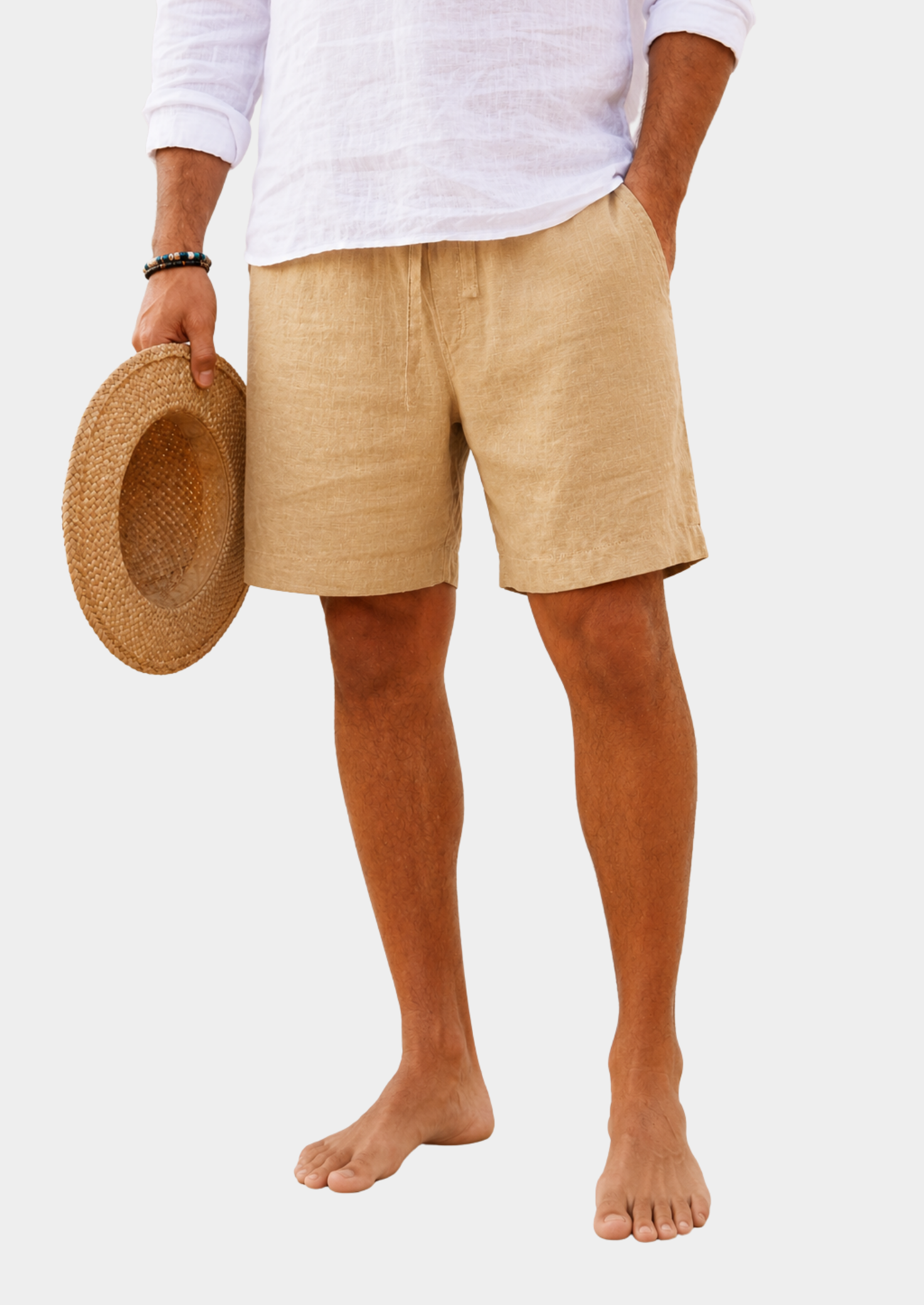 Men’s Linen Shorts with Drawstring Waist