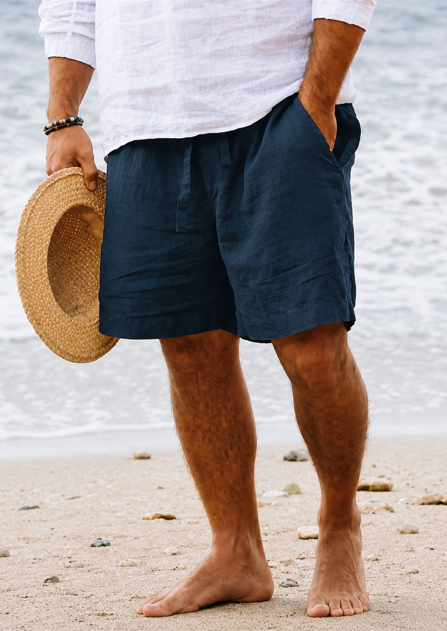 Men’s Linen Shorts with Drawstring Waist