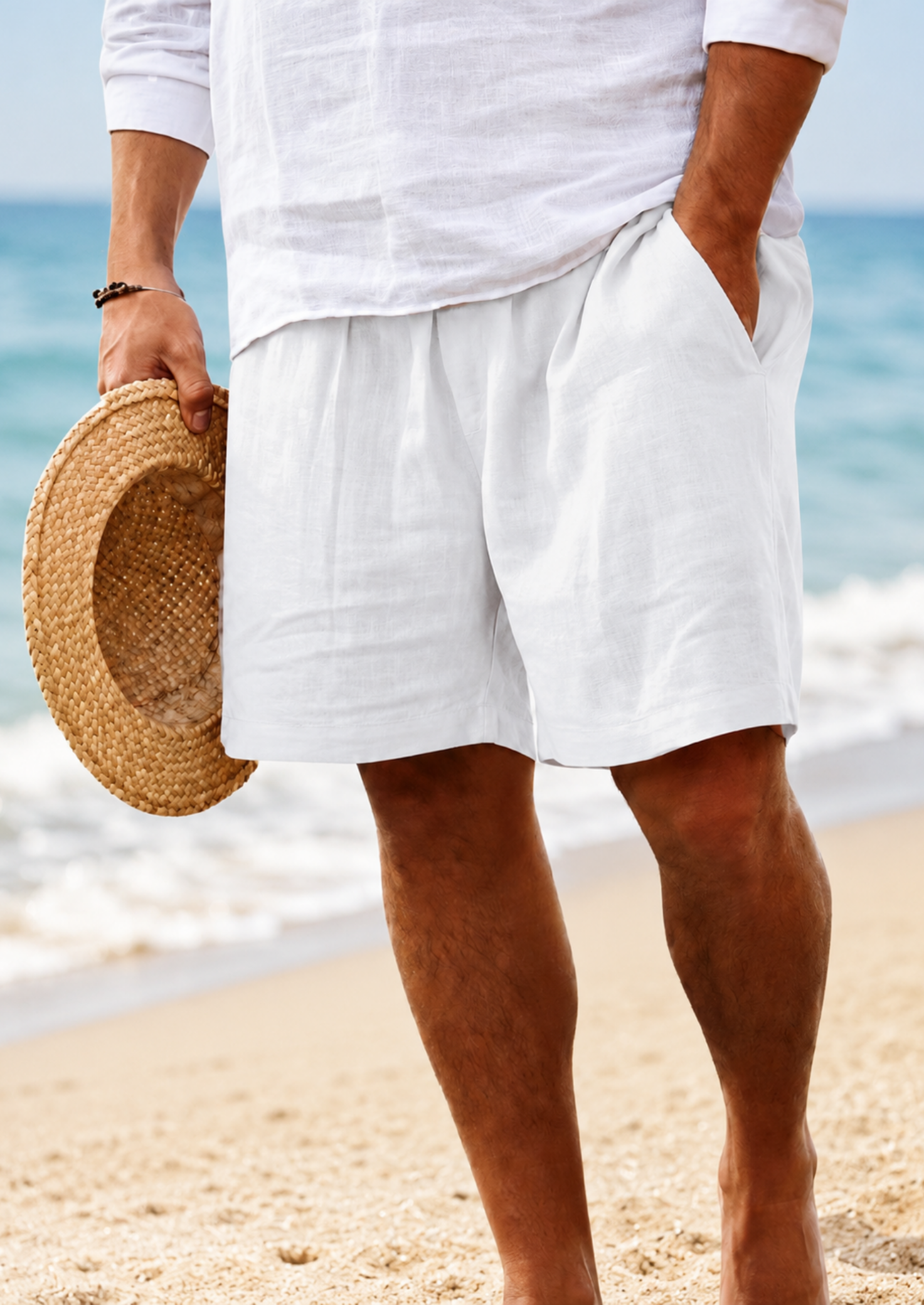 Men’s Linen Shorts with Drawstring Waist