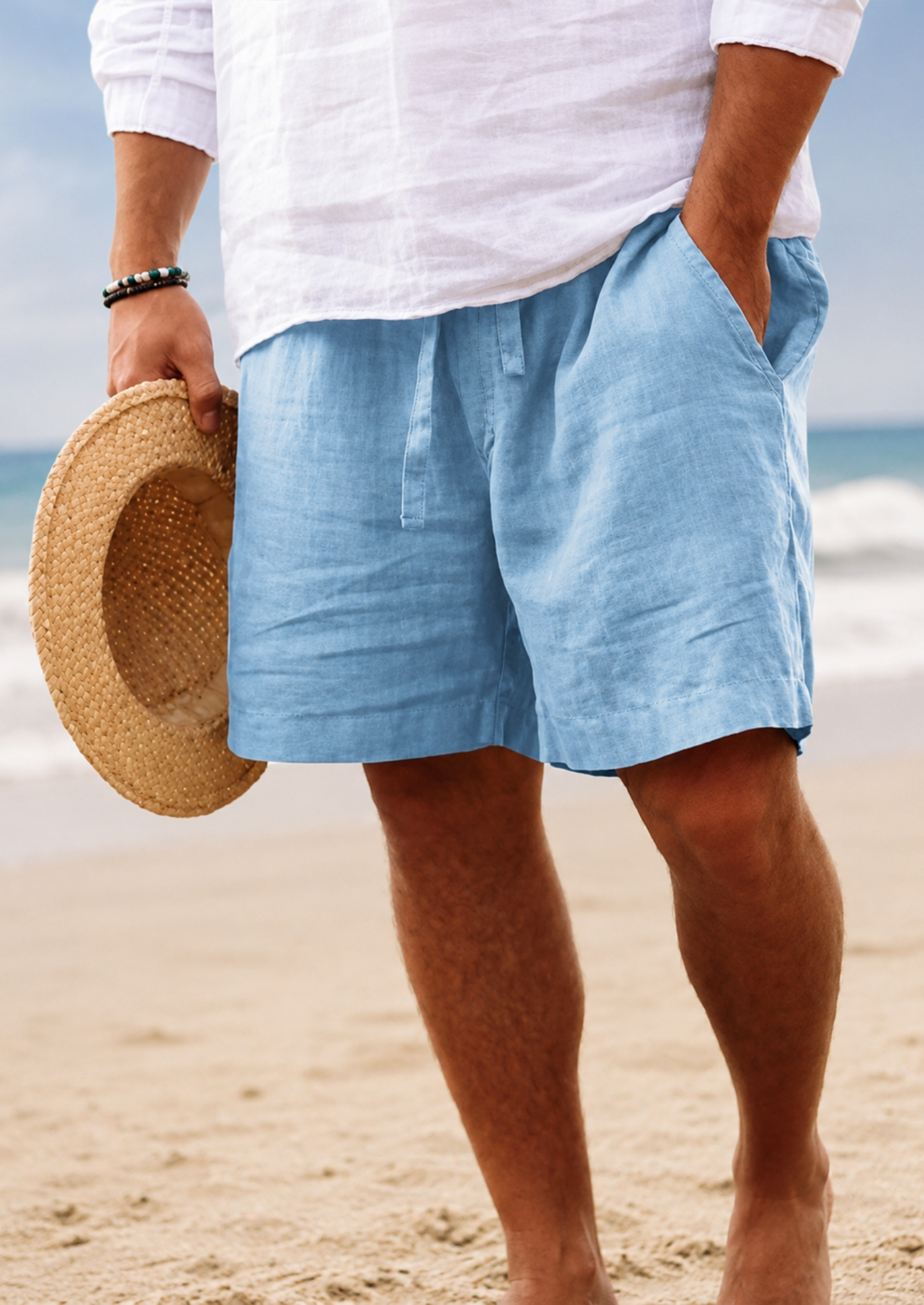 Men’s Linen Shorts with Drawstring Waist