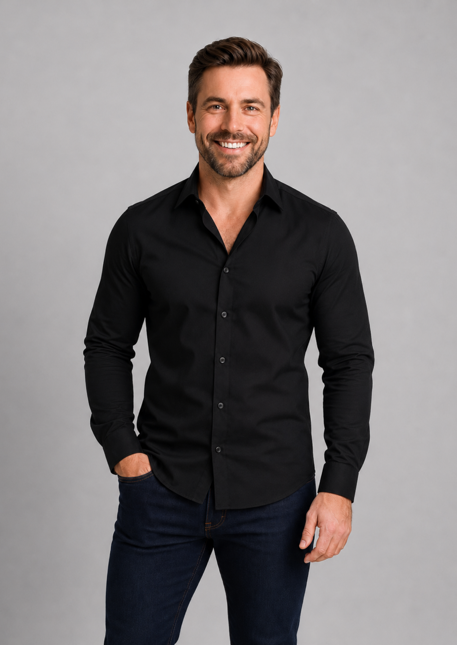 Men’s Long Sleeve Shirt with Button Closure