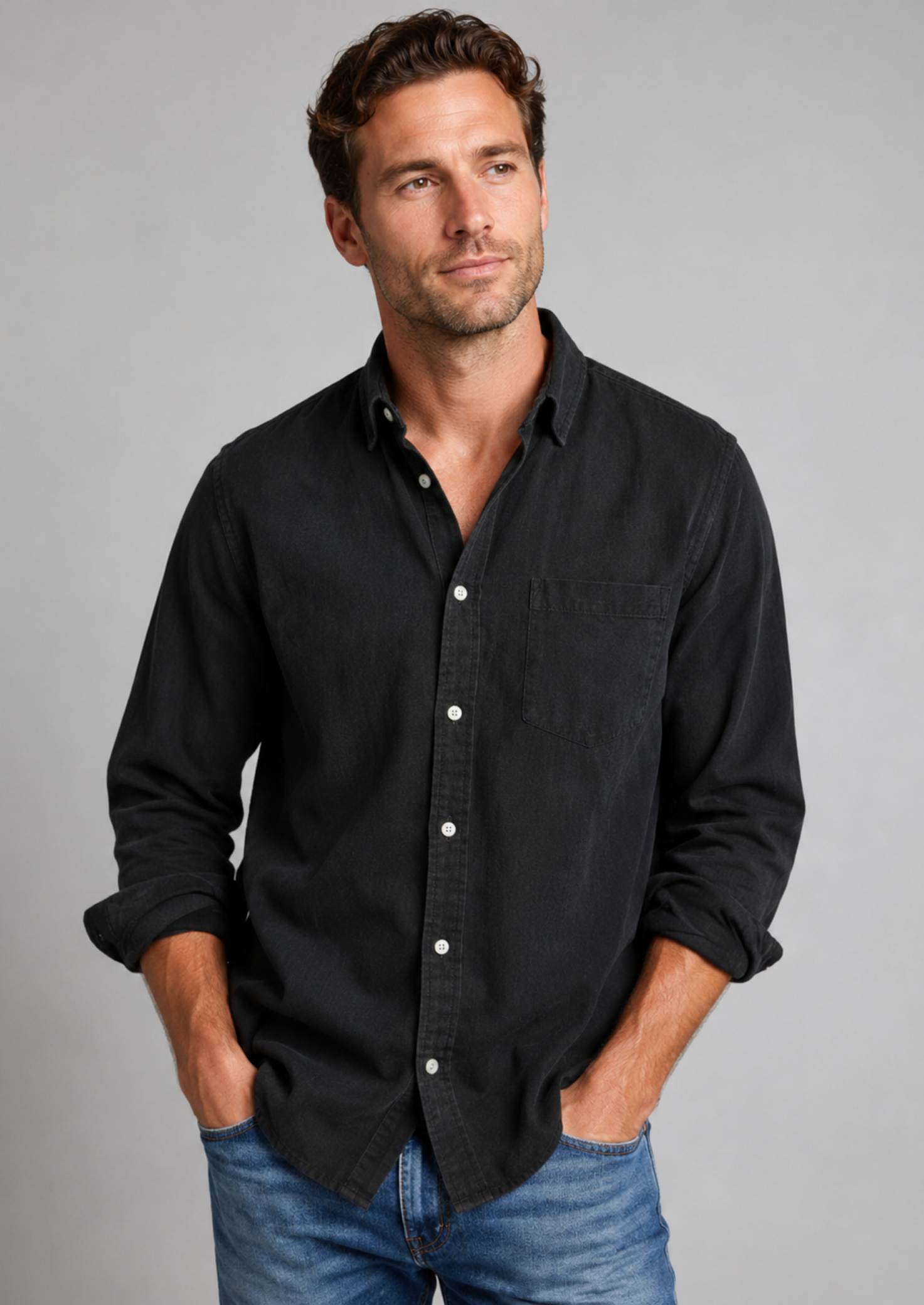 Men’s Long Sleeve Shirt with Chest Pocket