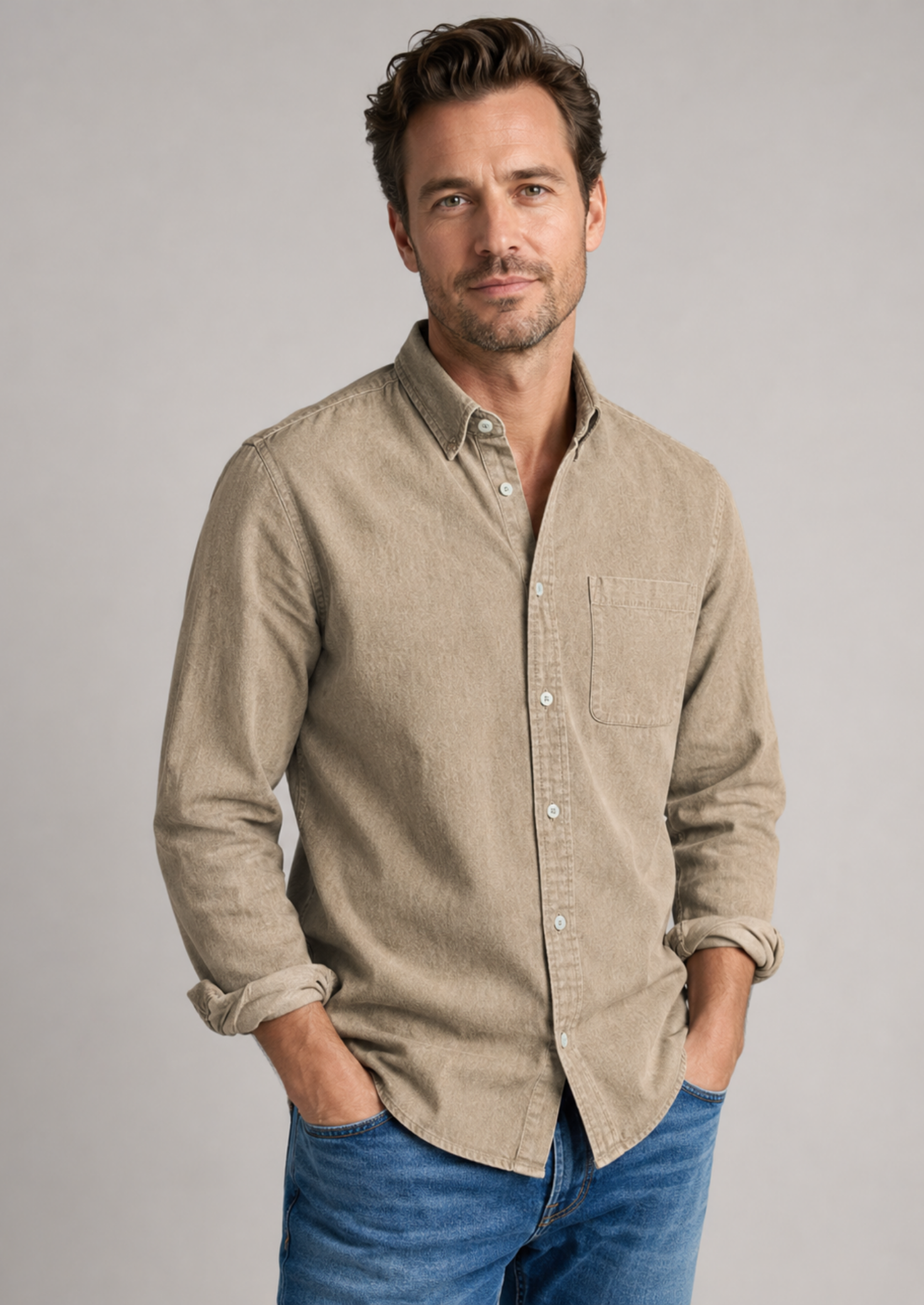 Men’s Long Sleeve Shirt with Chest Pocket