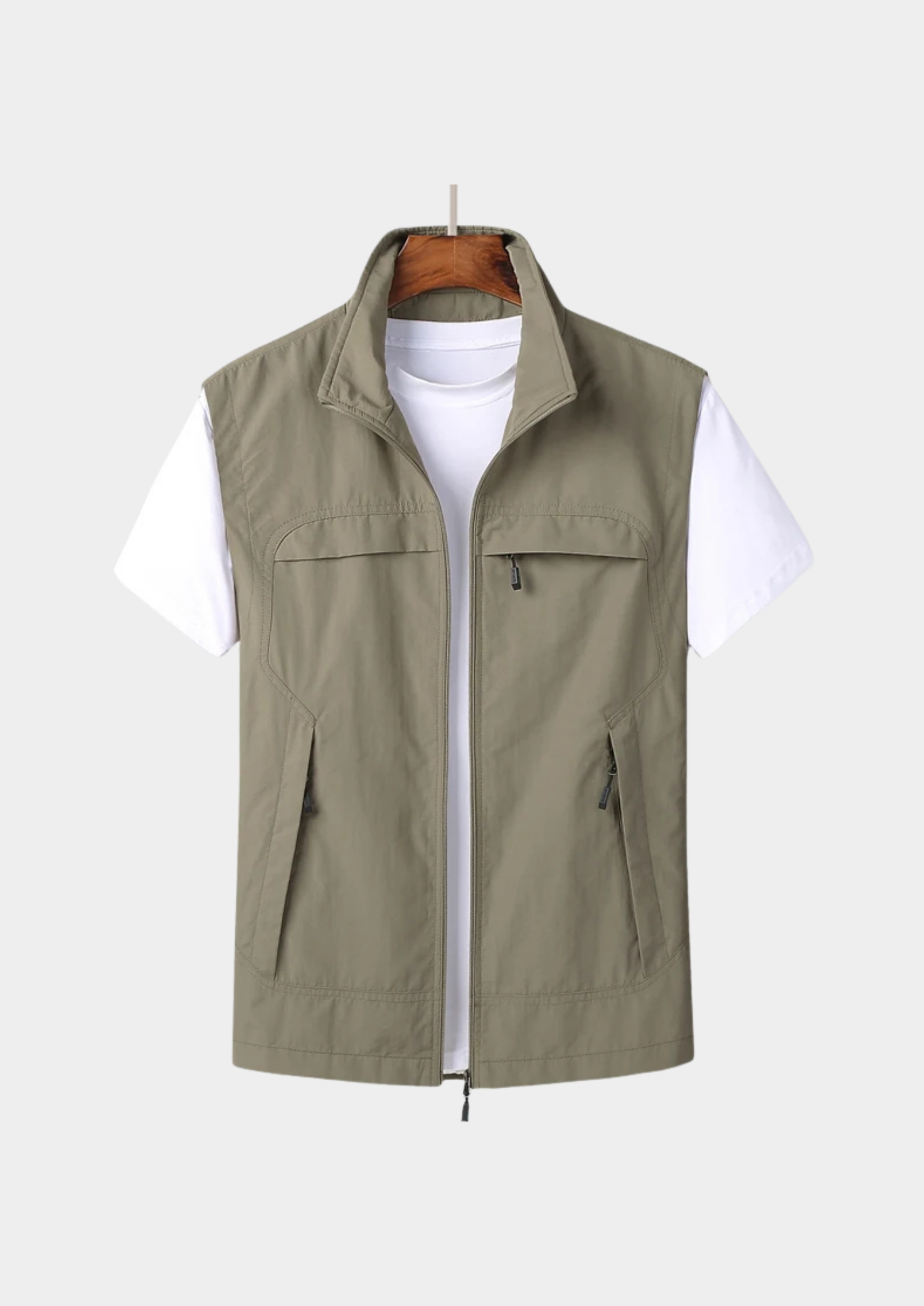 Men’s Mesh Gilet Jacket with Zipper and Multiple Pockets