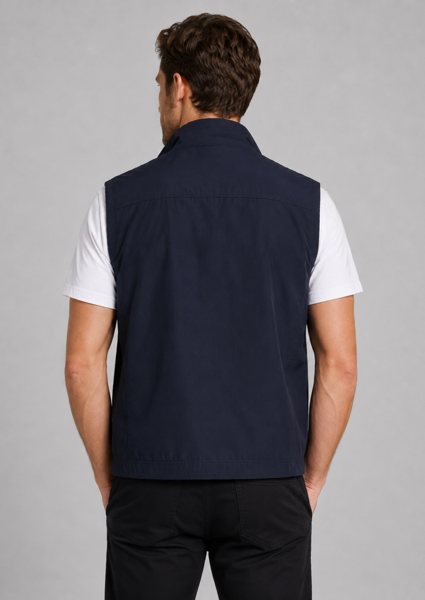 Men’s Mesh Gilet Jacket with Zipper and Multiple Pockets