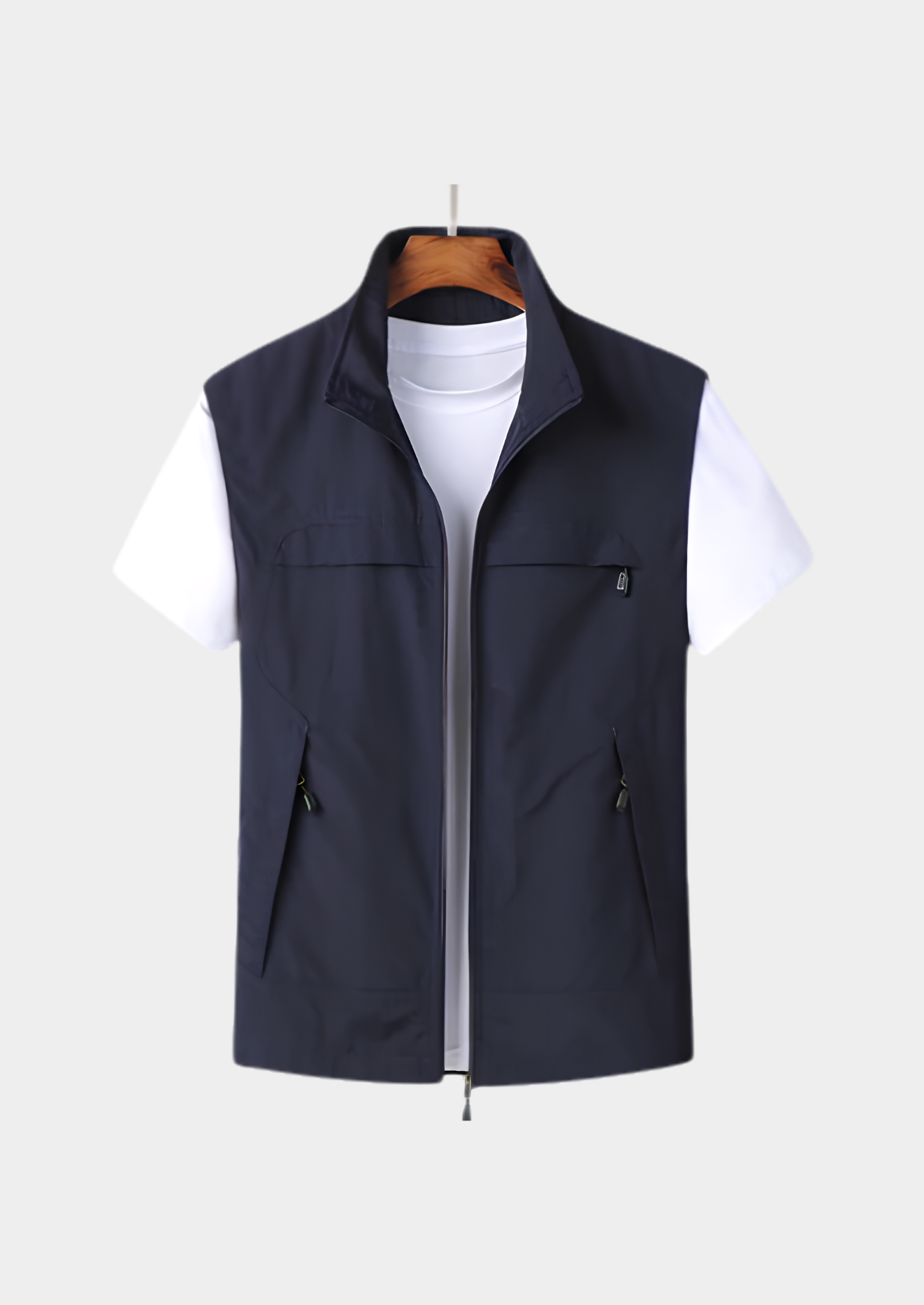 Men’s Mesh Gilet Jacket with Zipper and Multiple Pockets