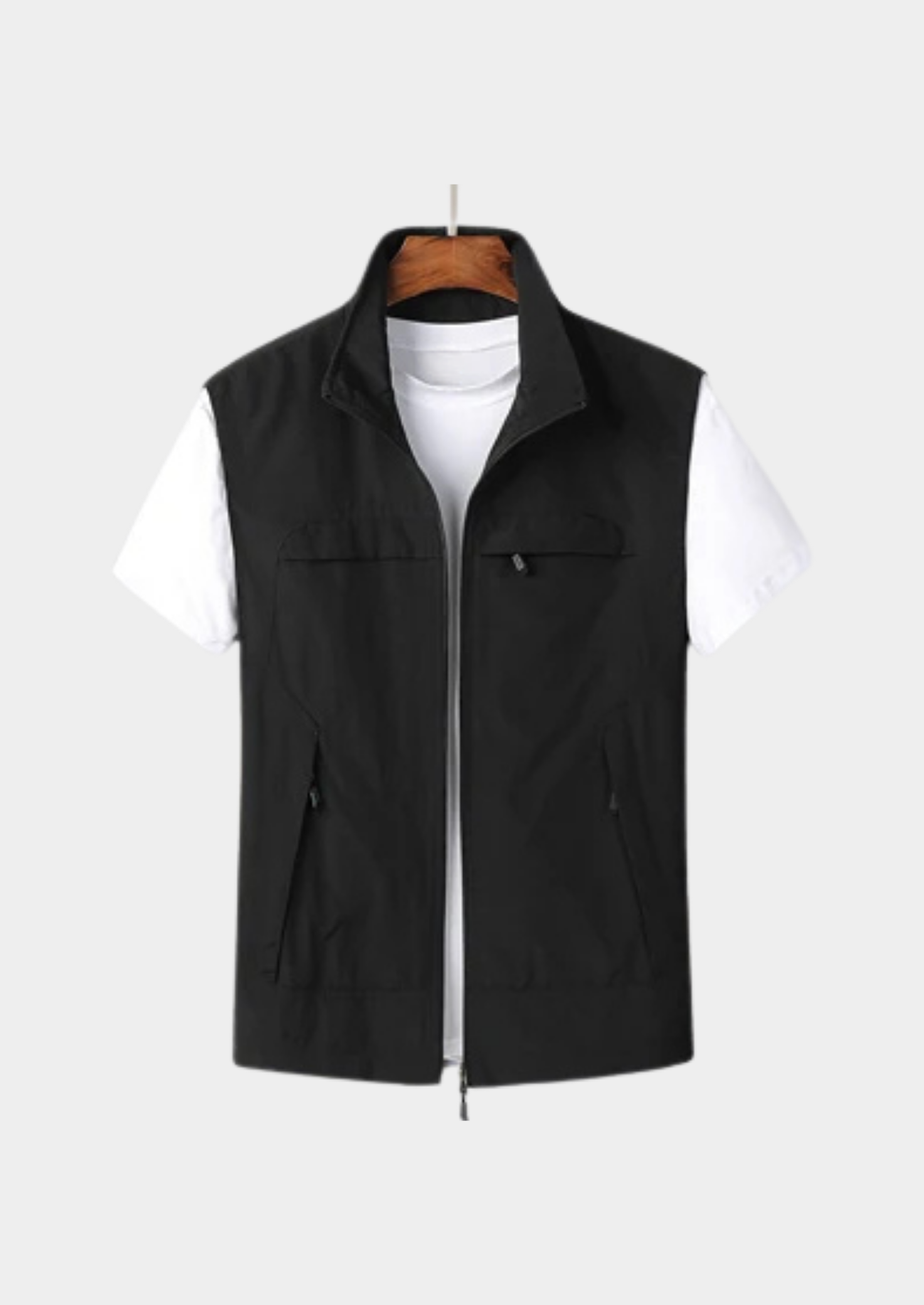 Men’s Mesh Gilet Jacket with Zipper and Multiple Pockets