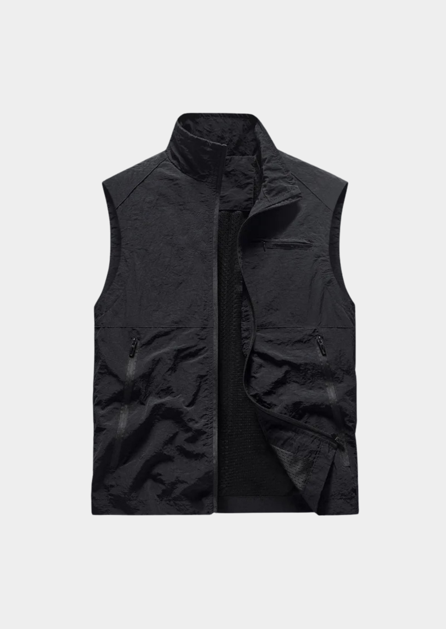 Men’s Outdoor Gilet Jacket with Zipper and Turn-Down Collar
