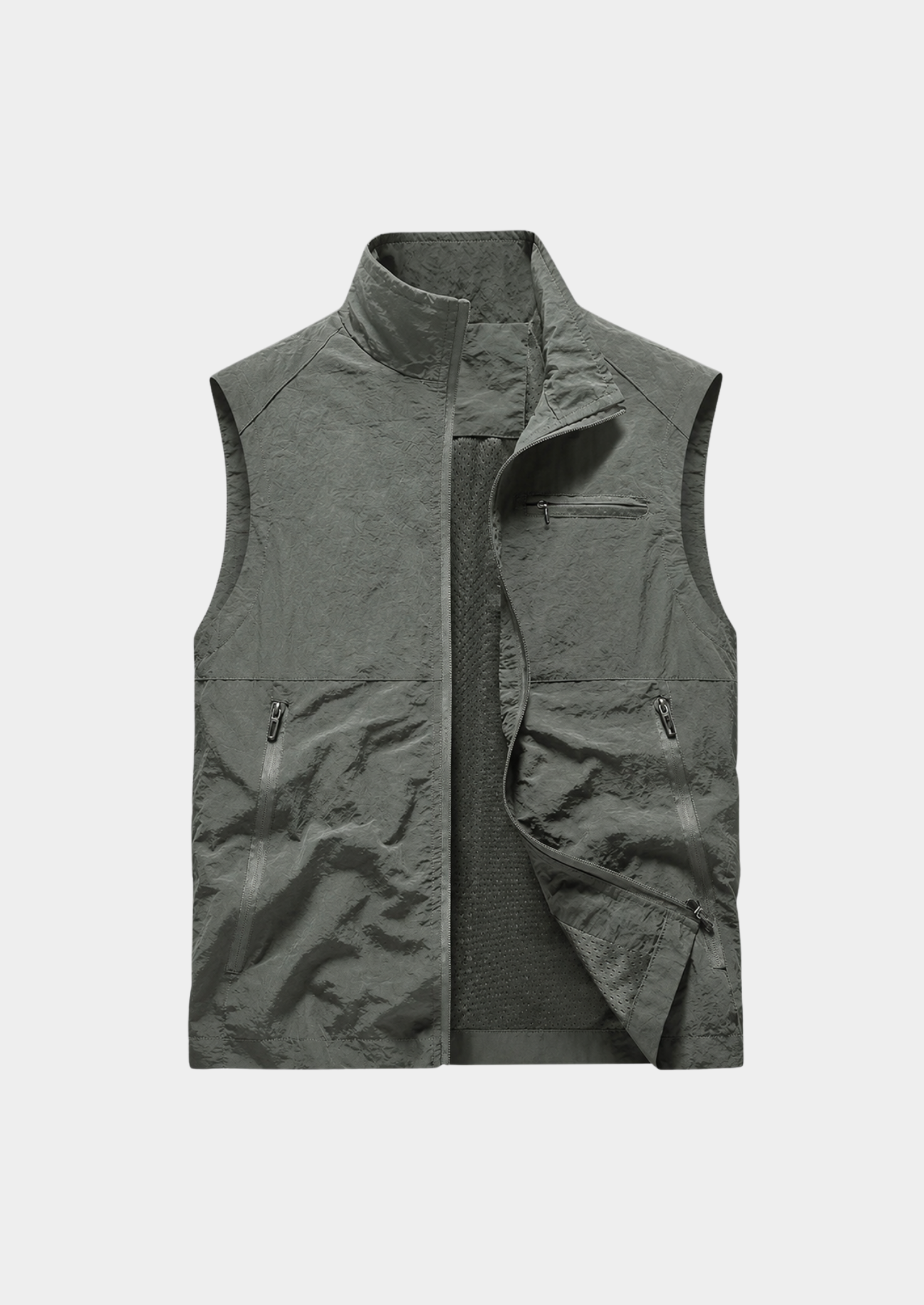 Men’s Outdoor Gilet Jacket with Zipper and Turn-Down Collar