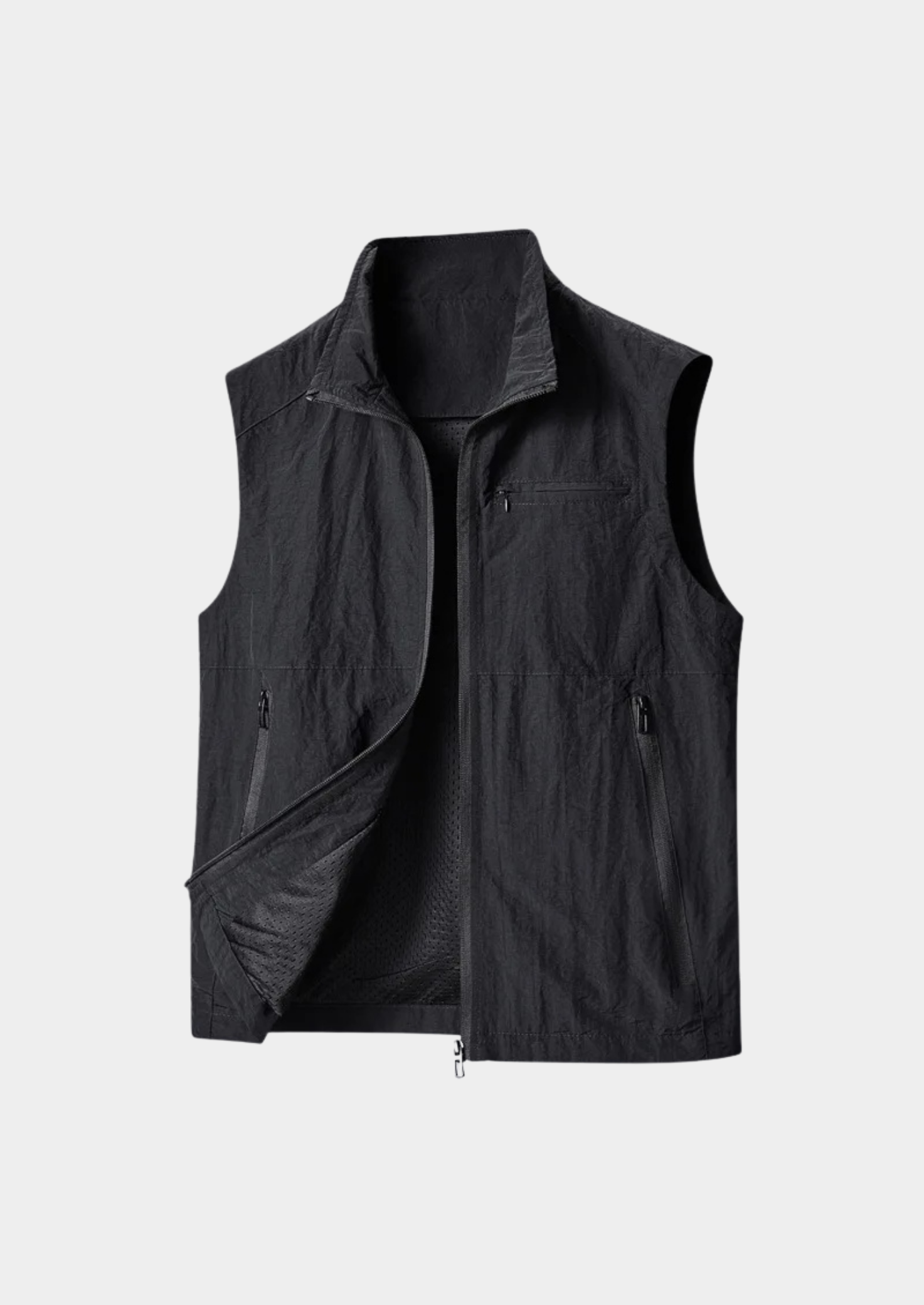 Men’s Outdoor Gilet Jacket with Zipper and Turn-Down Collar