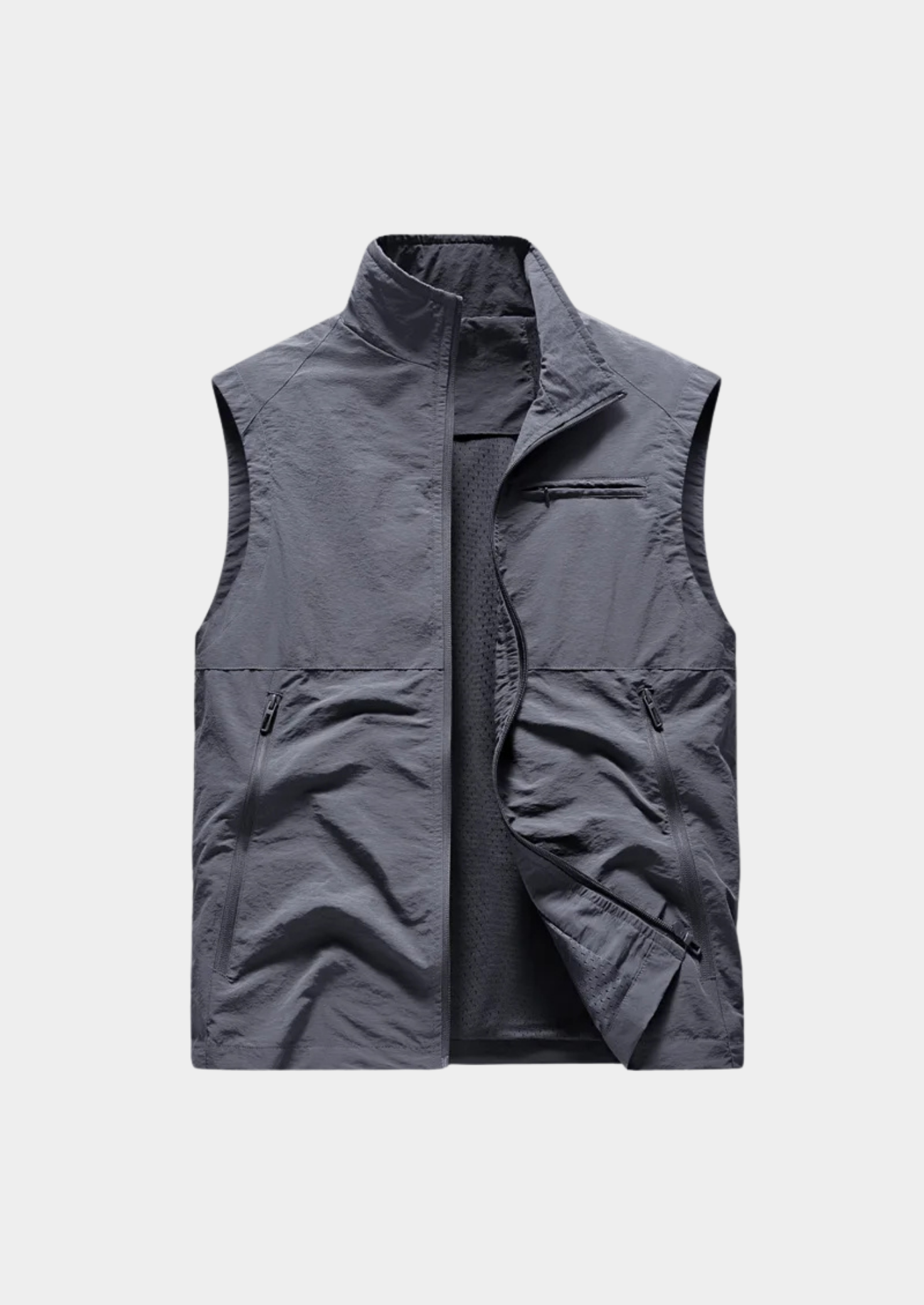 Men’s Outdoor Gilet Jacket with Zipper and Turn-Down Collar