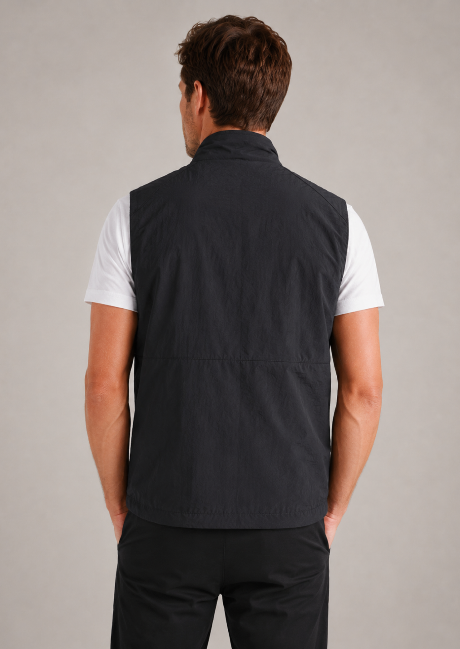 Men’s Outdoor Gilet Jacket with Zipper and Turn-Down Collar