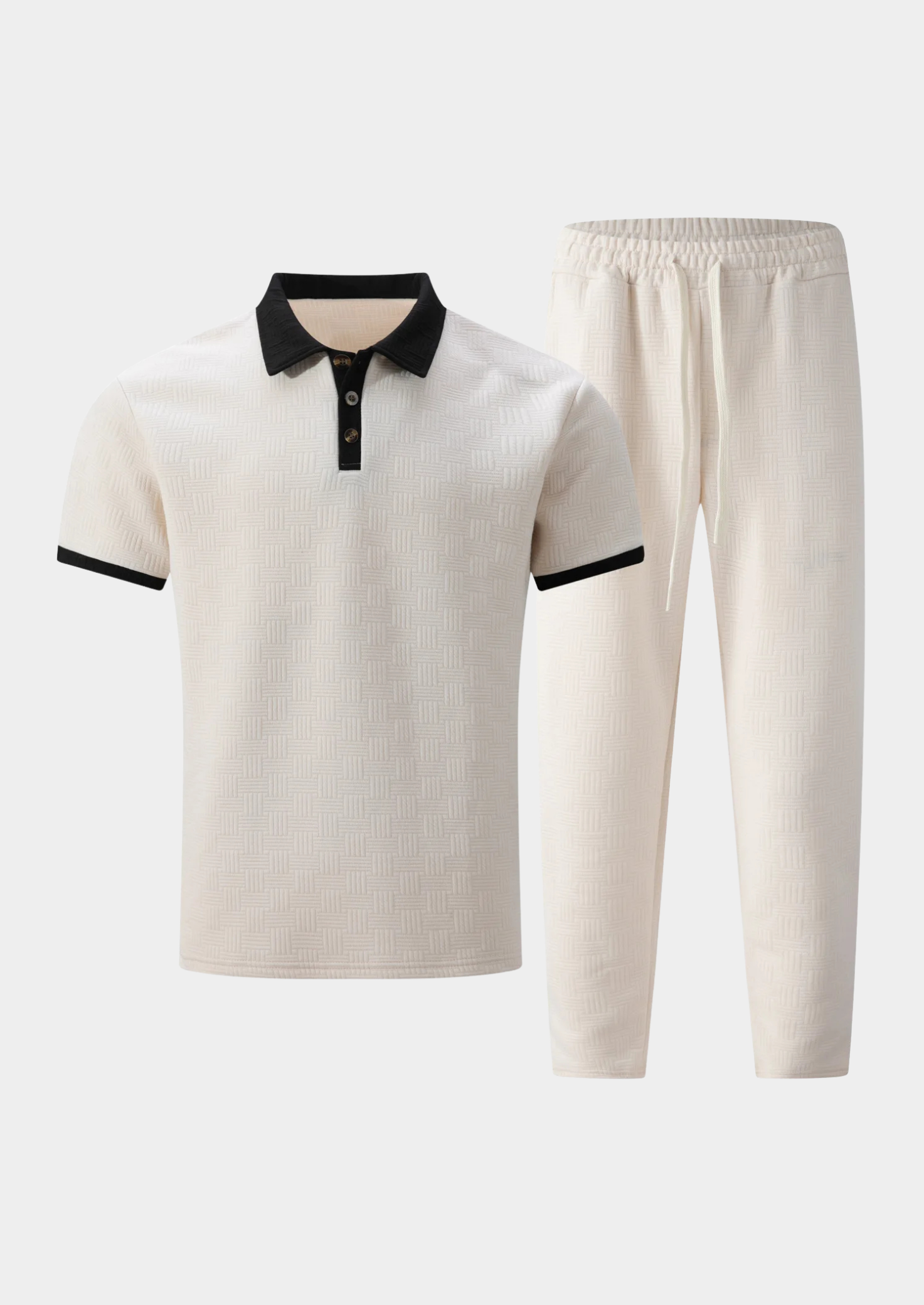 Men’s Polo Shirt and Pants Set with Colour Block Design