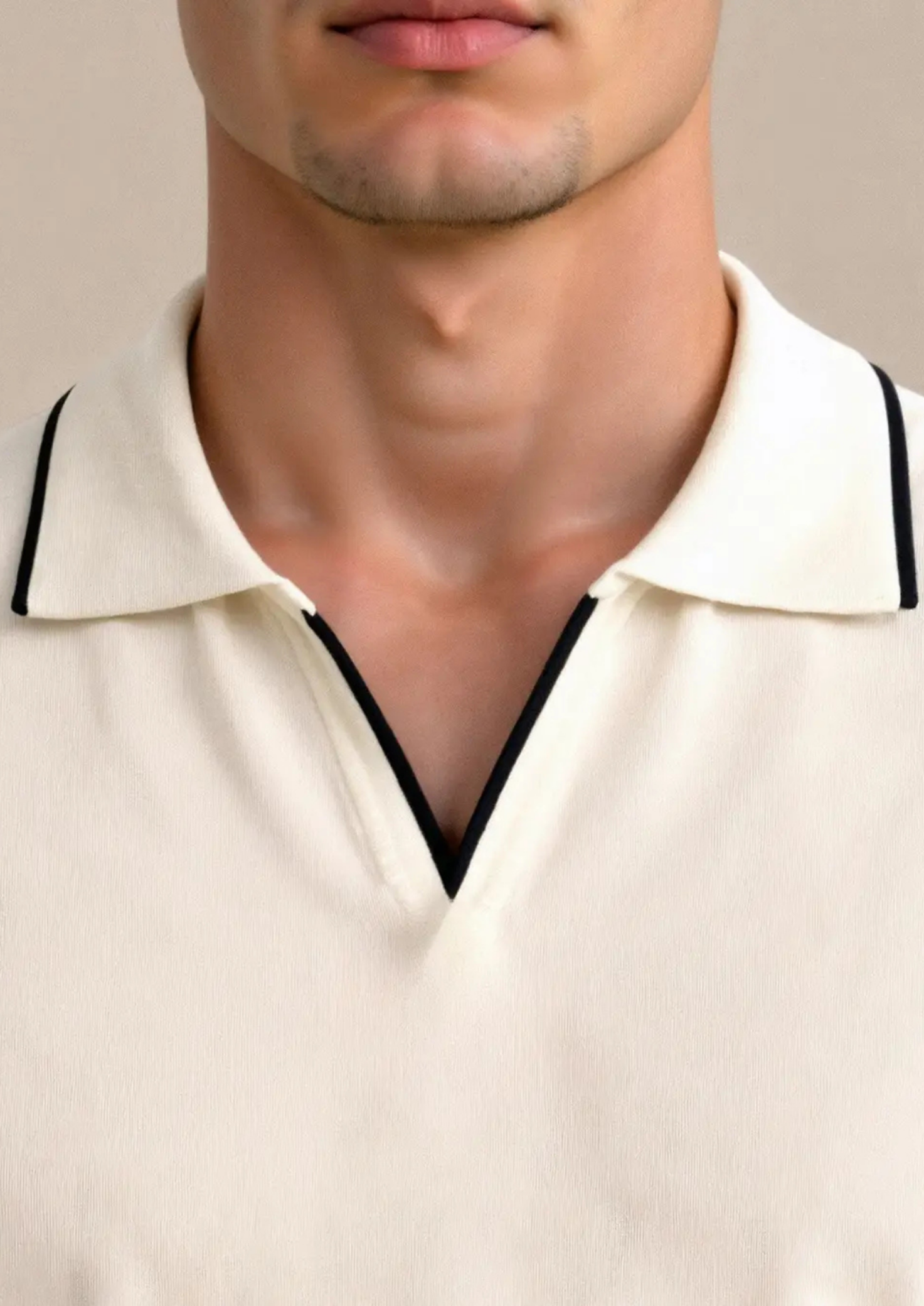 Men’s Polo Shirt with Contrast Trim and Button Placket