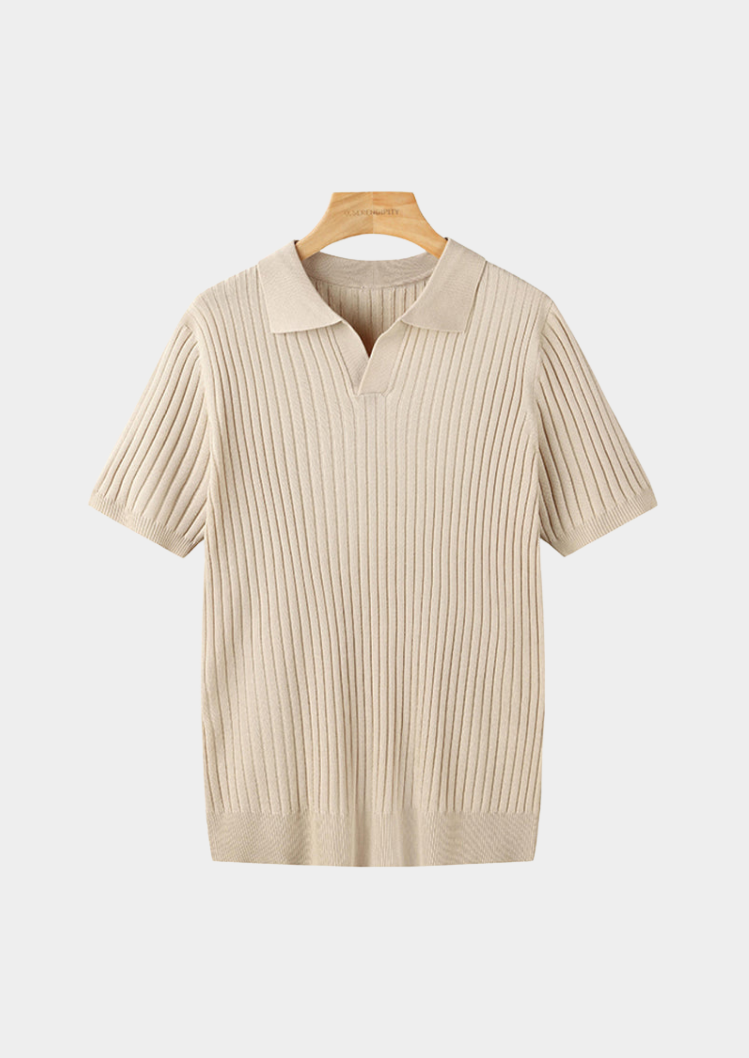 Men’s Ribbed V-Neck Polo Shirt with Short Sleeves