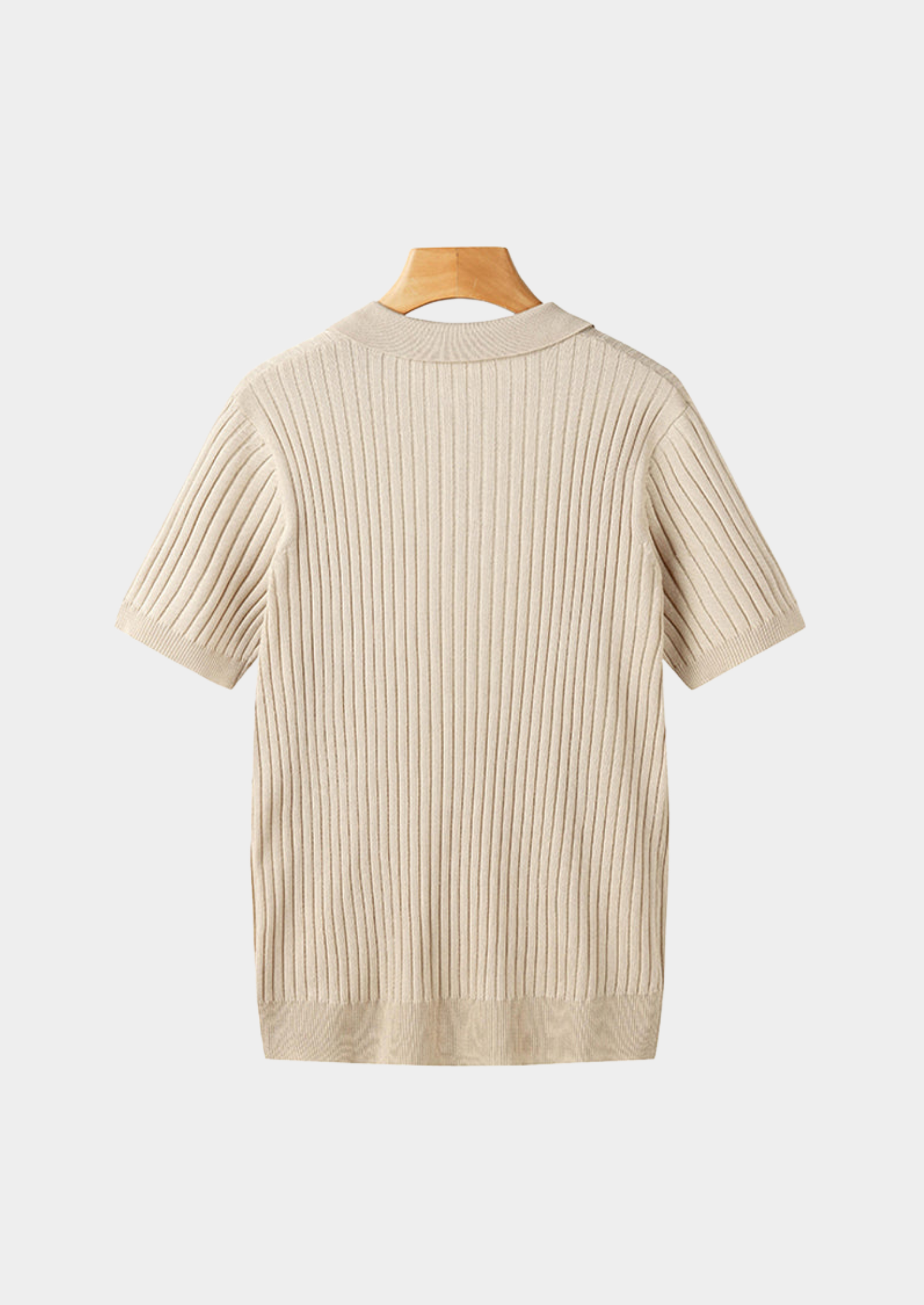 Men’s Ribbed V-Neck Polo Shirt with Short Sleeves