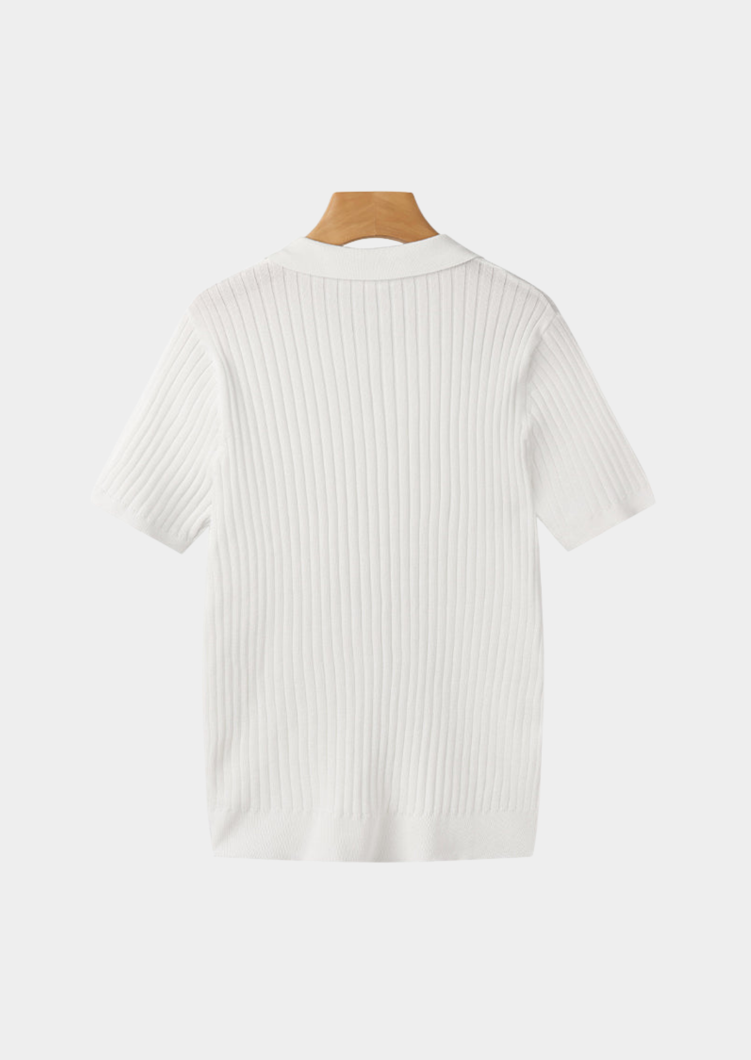 Men’s Ribbed V-Neck Polo Shirt with Short Sleeves