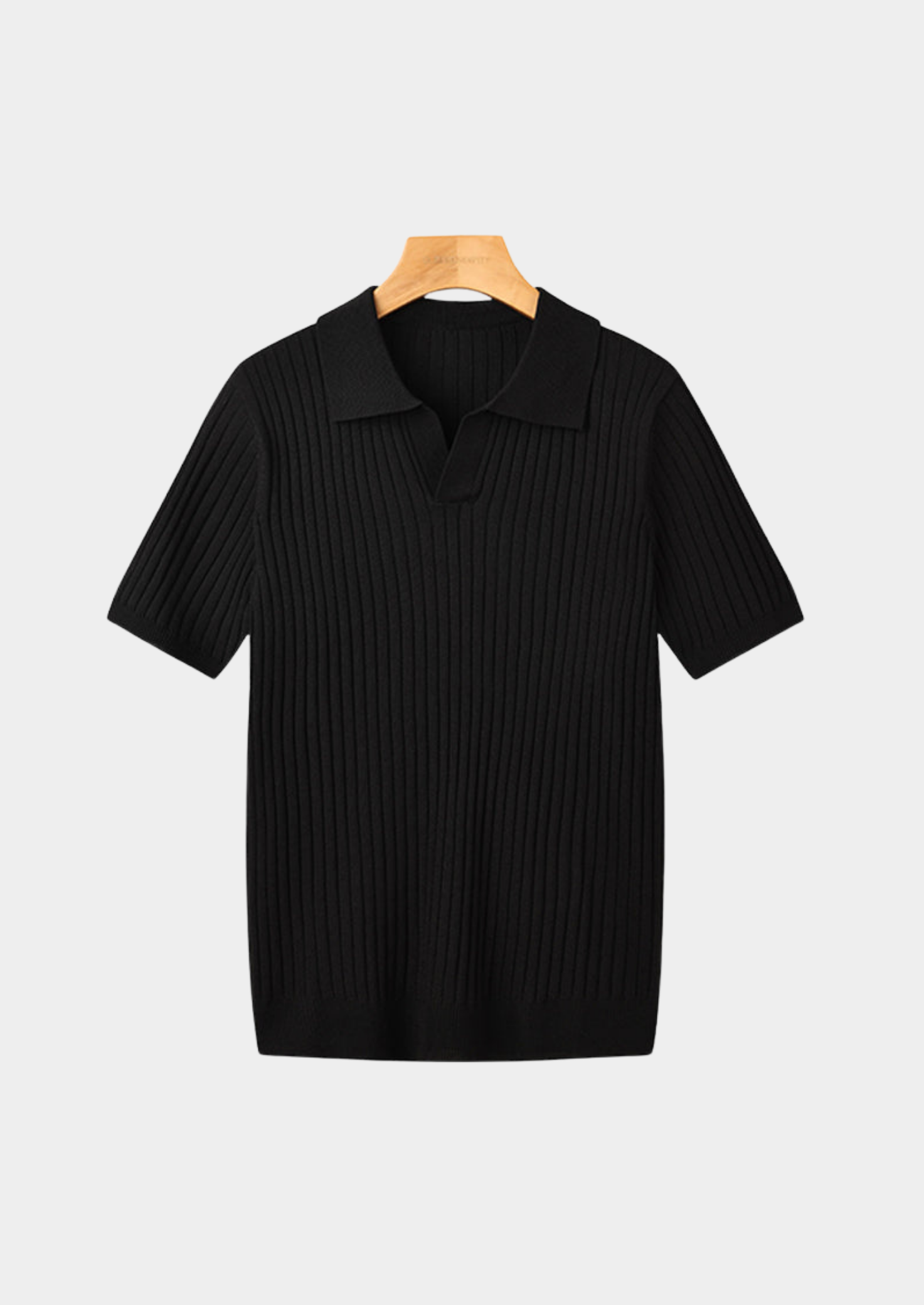 Men’s Ribbed V-Neck Polo Shirt with Short Sleeves