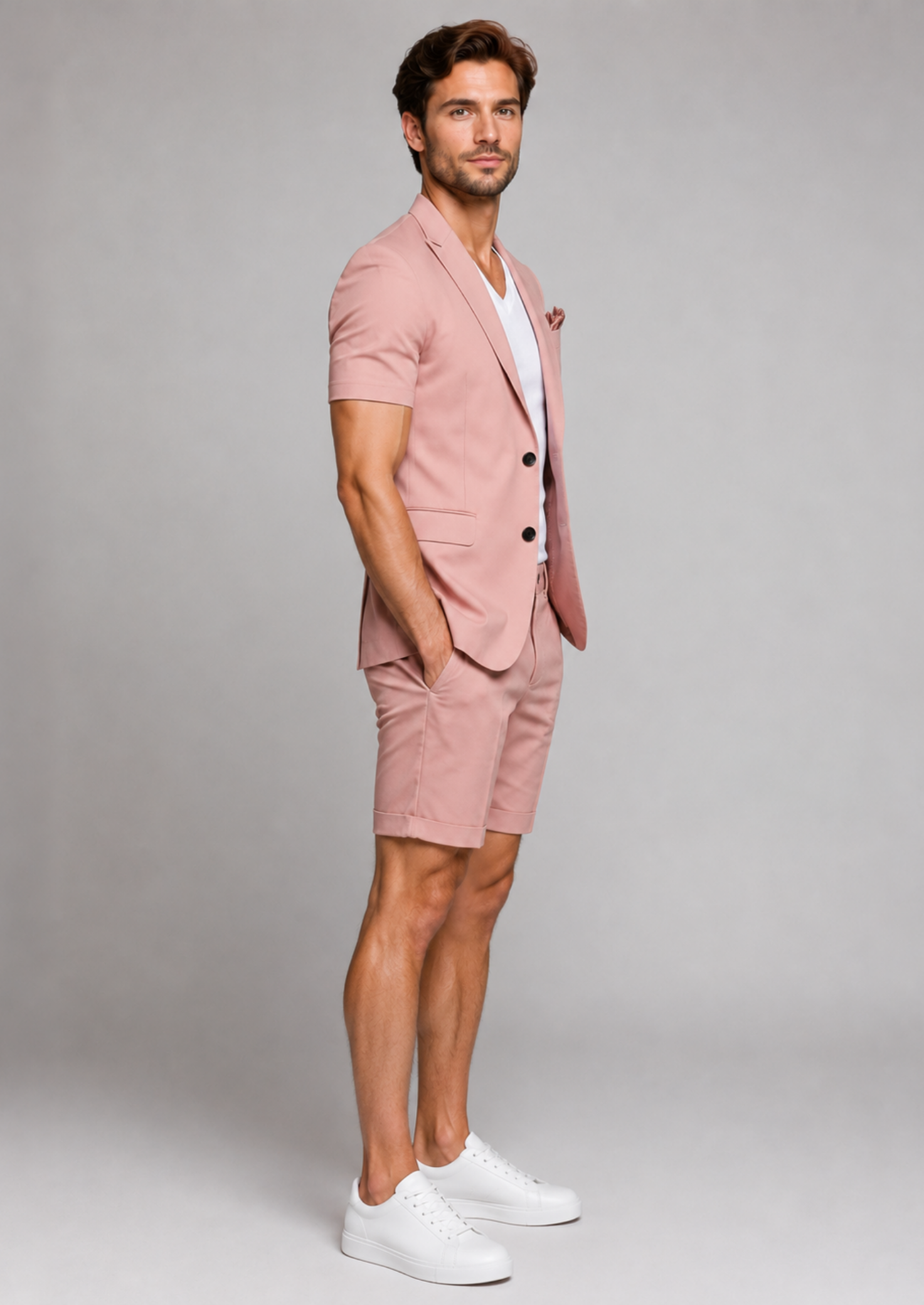 Men’s Short Sleeve Blazer and Shorts Set