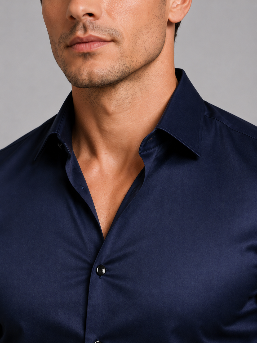 Men’s Slim Fit Button-Front Shirt with Satin Feel