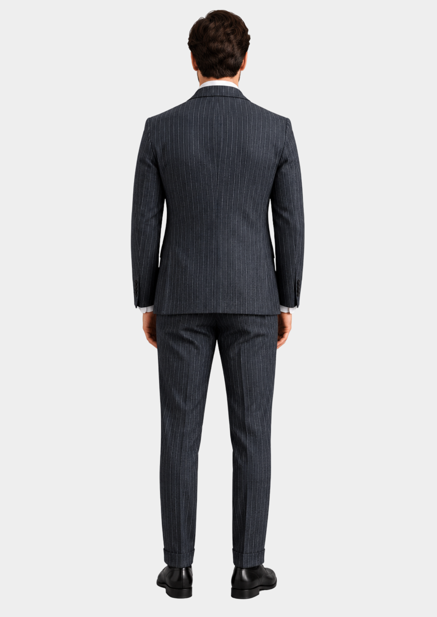 Men’s Striped Two-Piece Suit Set with Single-Breasted Blazer