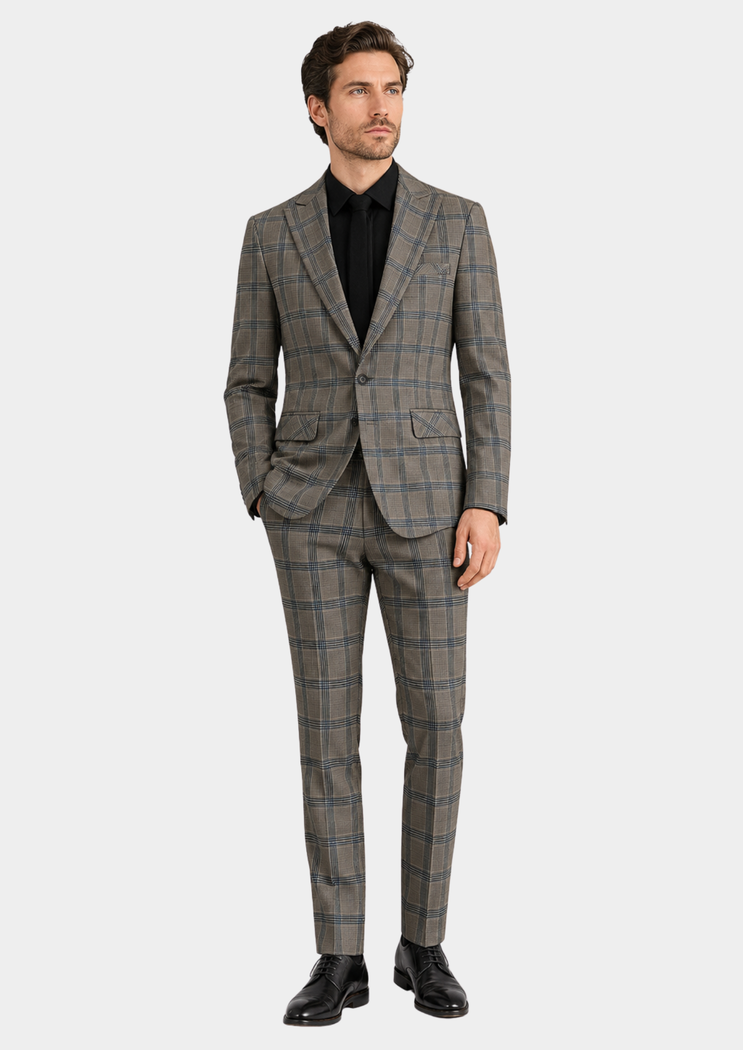 Men’s Striped Two-Piece Suit Set with Single-Breasted Blazer
