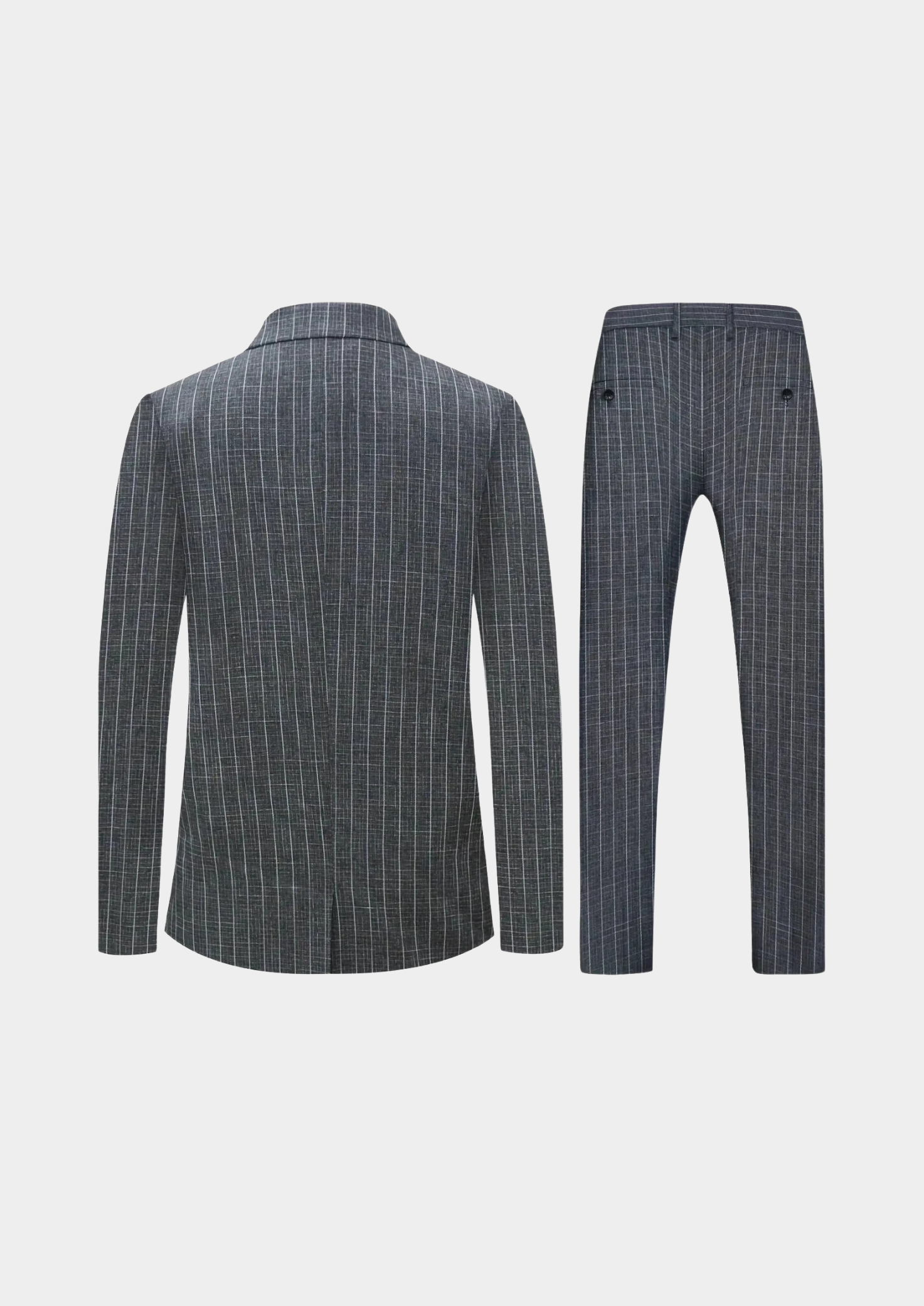 Men’s Striped Two-Piece Suit Set with Single-Breasted Blazer