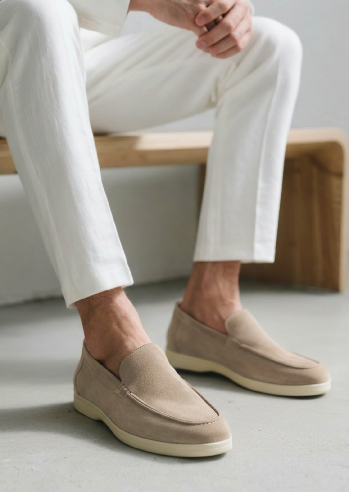 Men’s Suede Slip-On Loafers with Contrast Sole