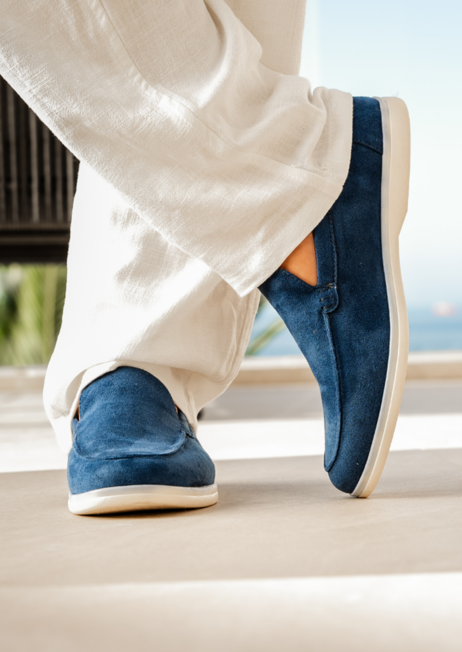 Men’s Suede Slip-On Loafers with Contrast Sole