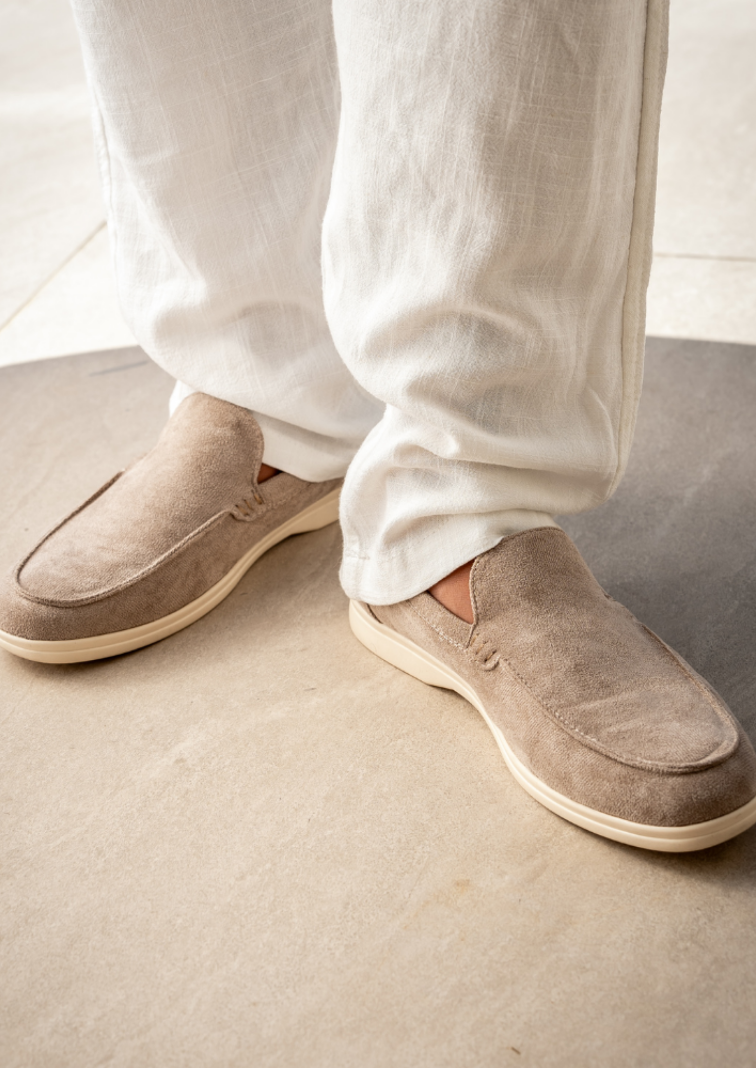 Men’s Suede Slip-On Loafers with Contrast Sole