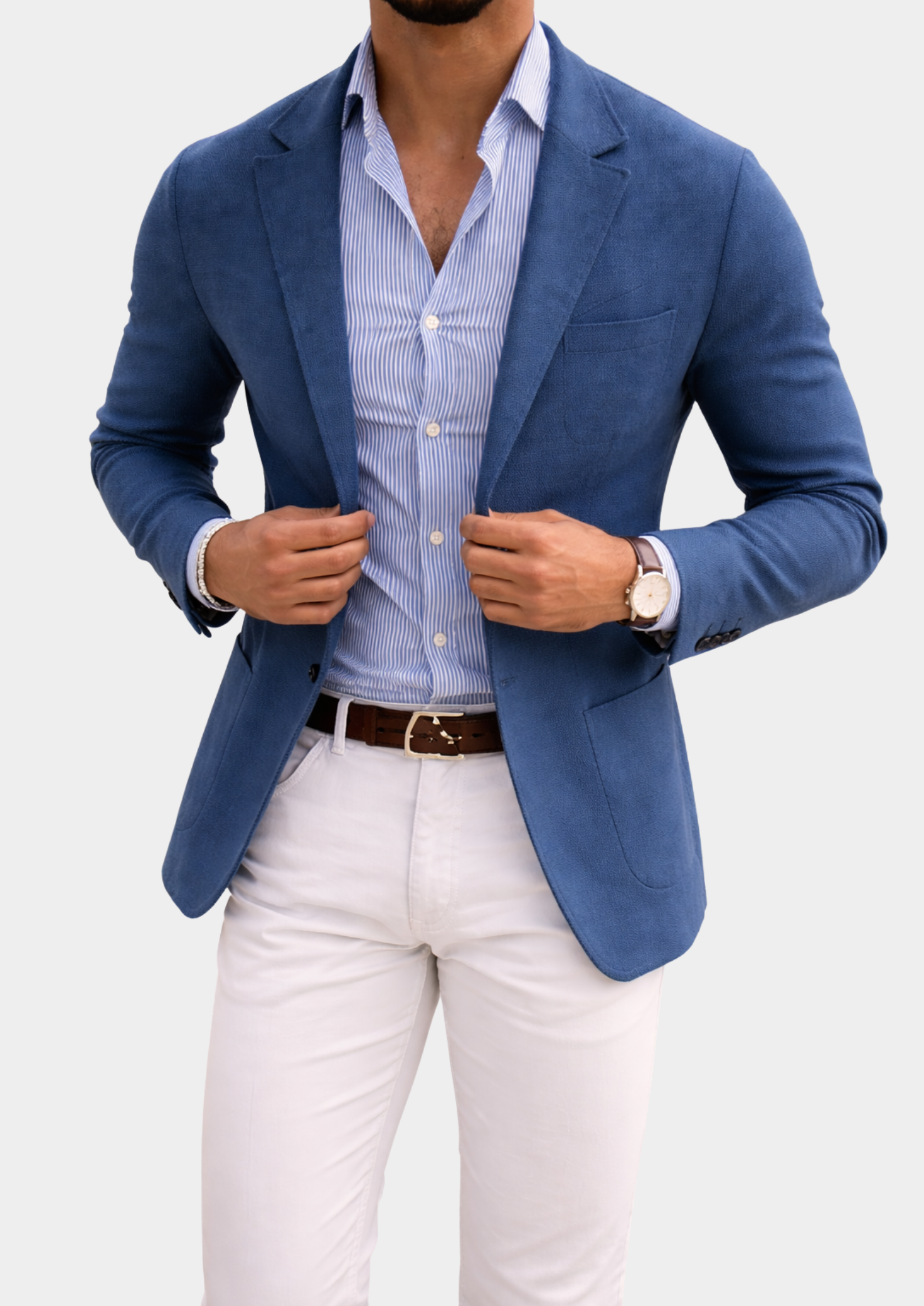 Men’s Suit Blazer with Notch Lapel and Patch Pockets