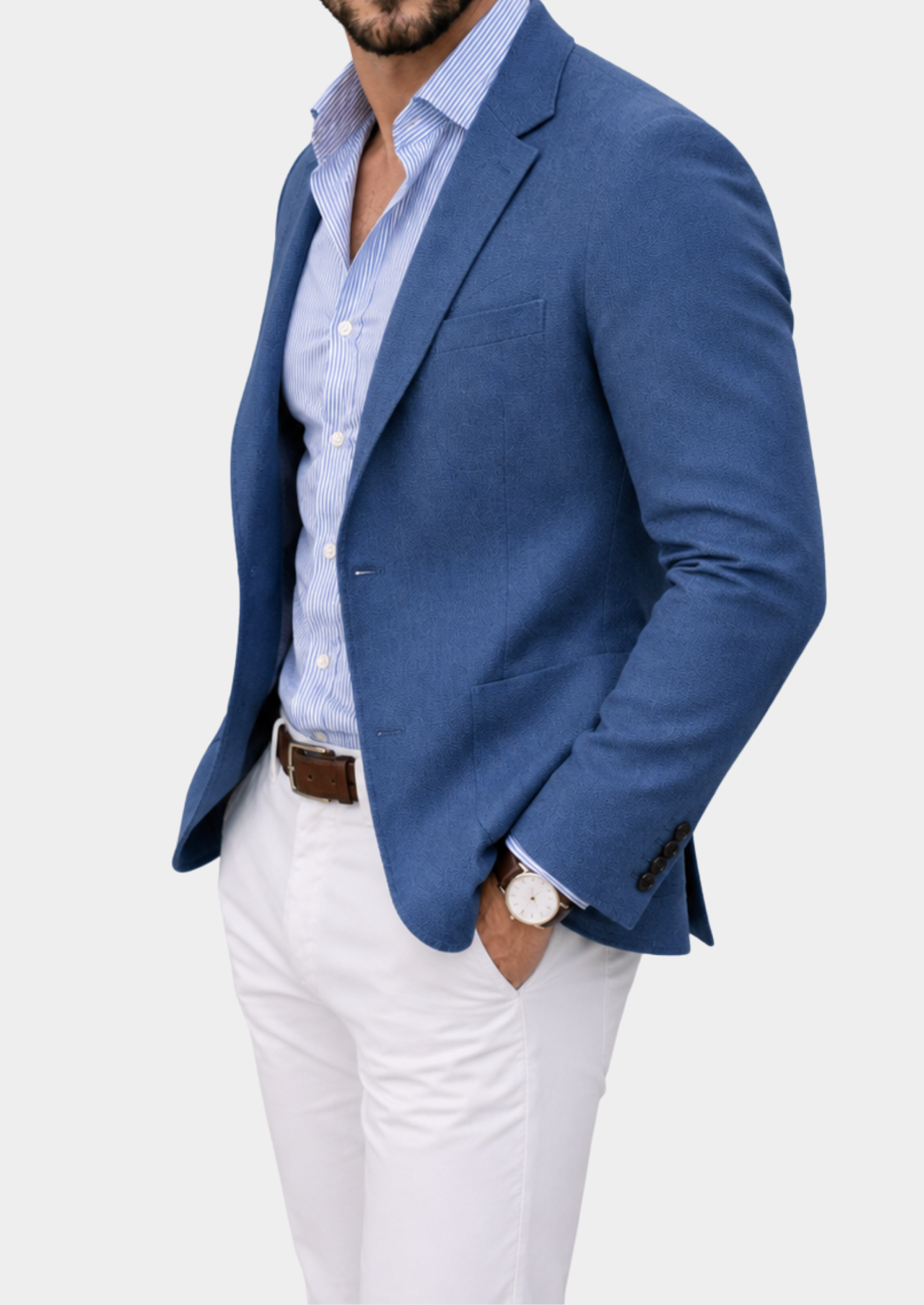 Men’s Suit Blazer with Notch Lapel and Patch Pockets