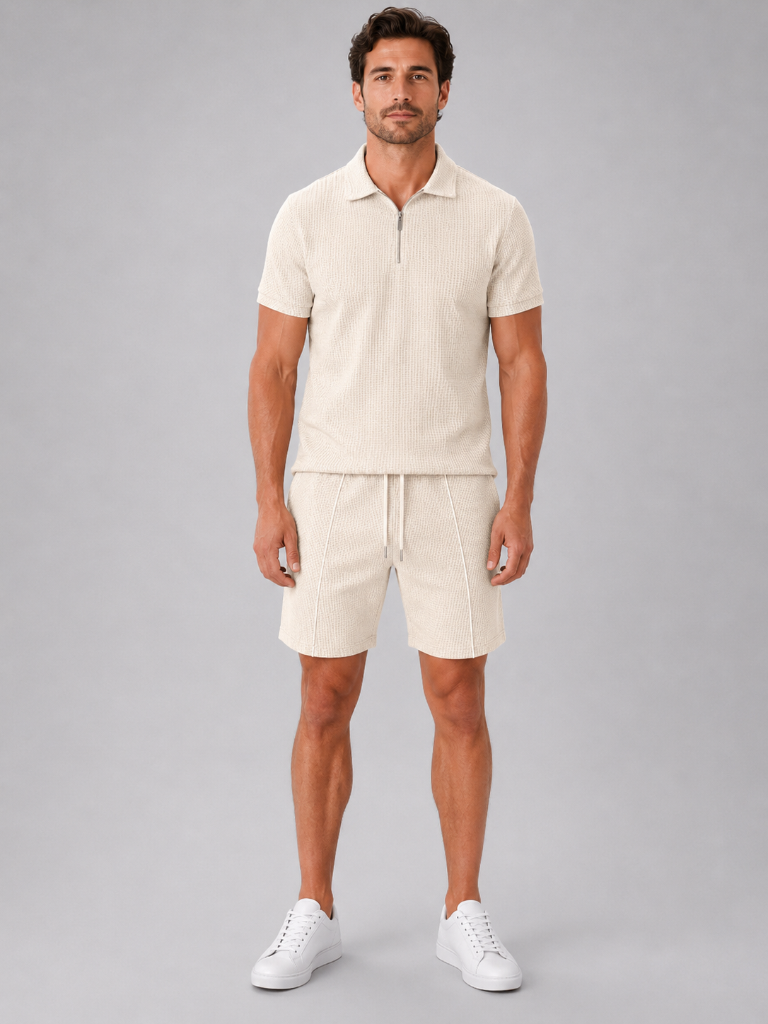 Men’s Summer Zip Polo and Shorts Set