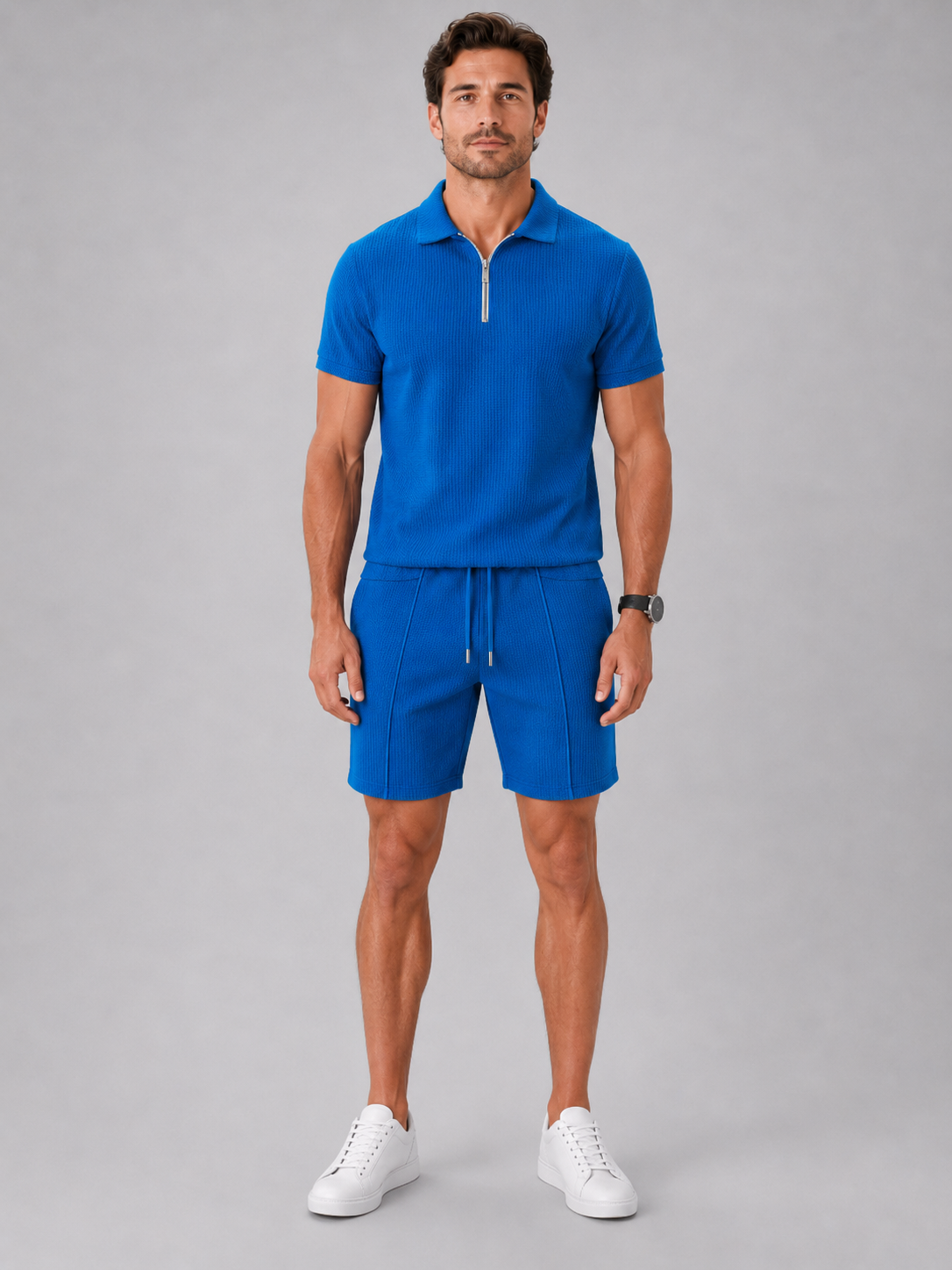 Men’s Summer Zip Polo and Shorts Set