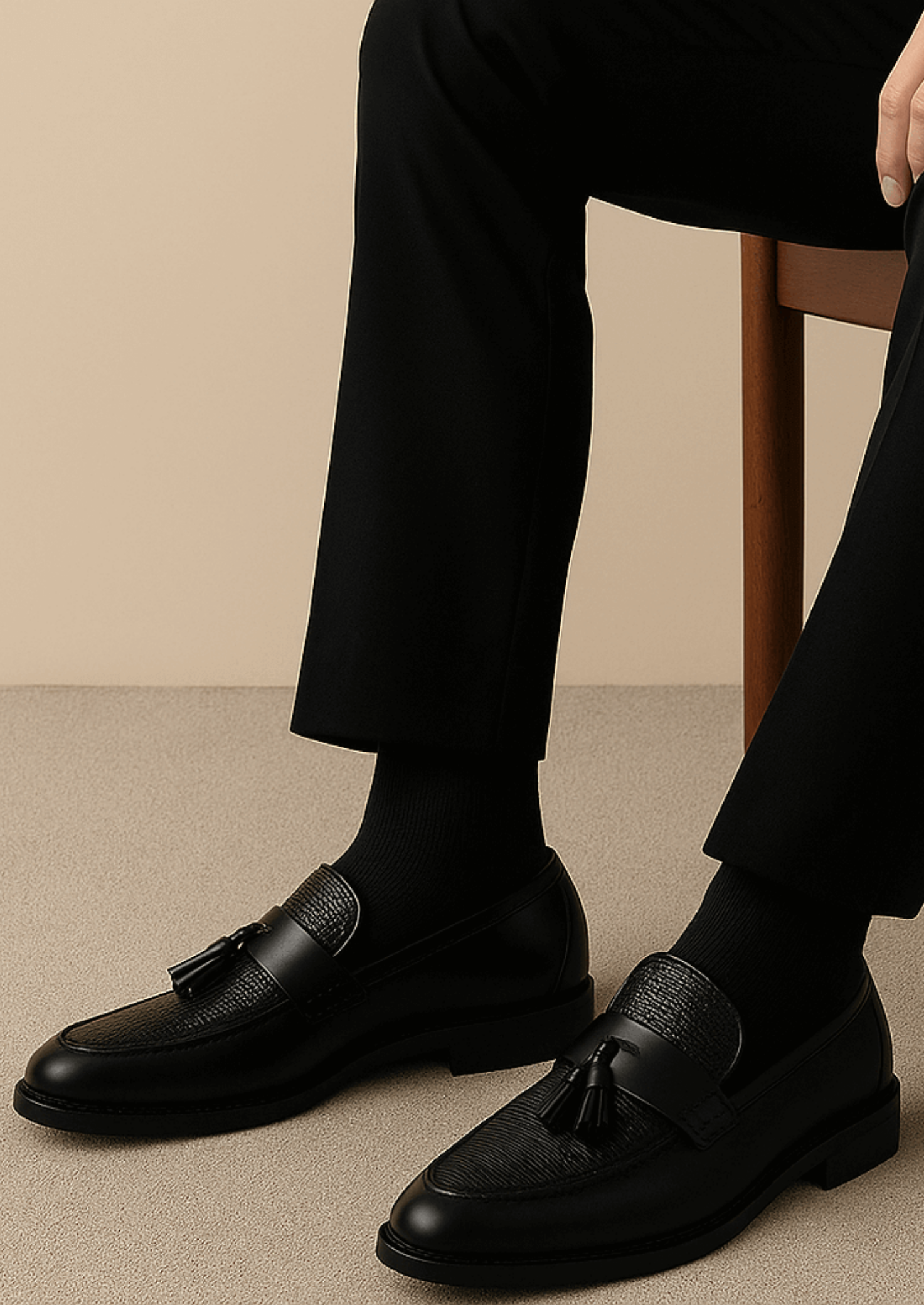 Men’s Tassel Loafers with Woven Texture
