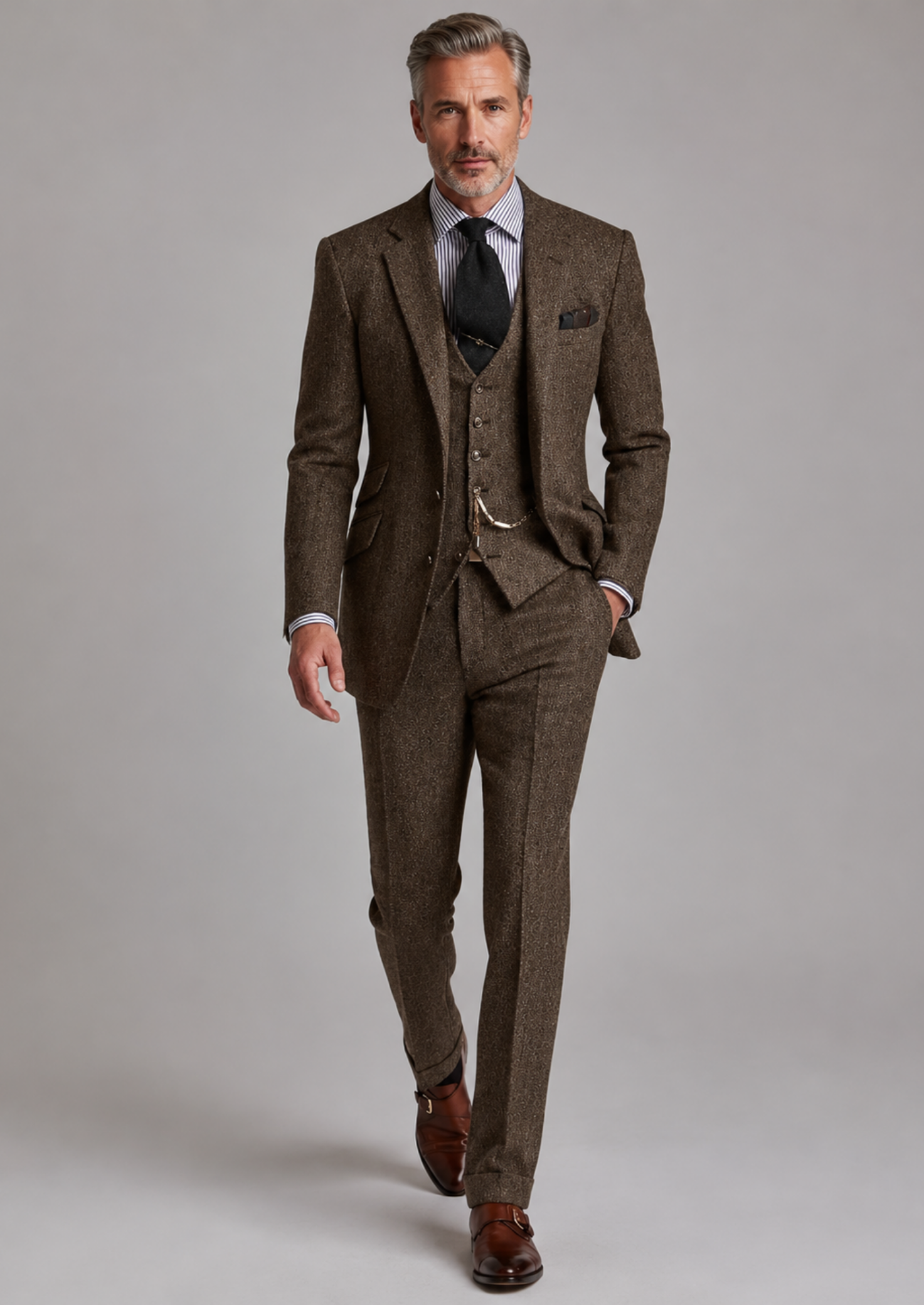 Men’s Three-Piece Suit Set with Blazer, Vest, and Trousers