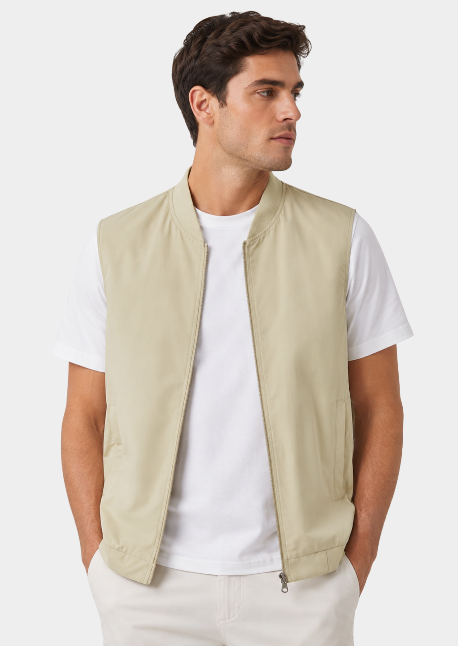 Men’s Ultra-Thin Sleeveless Gilet Jacket with Zipper Closure