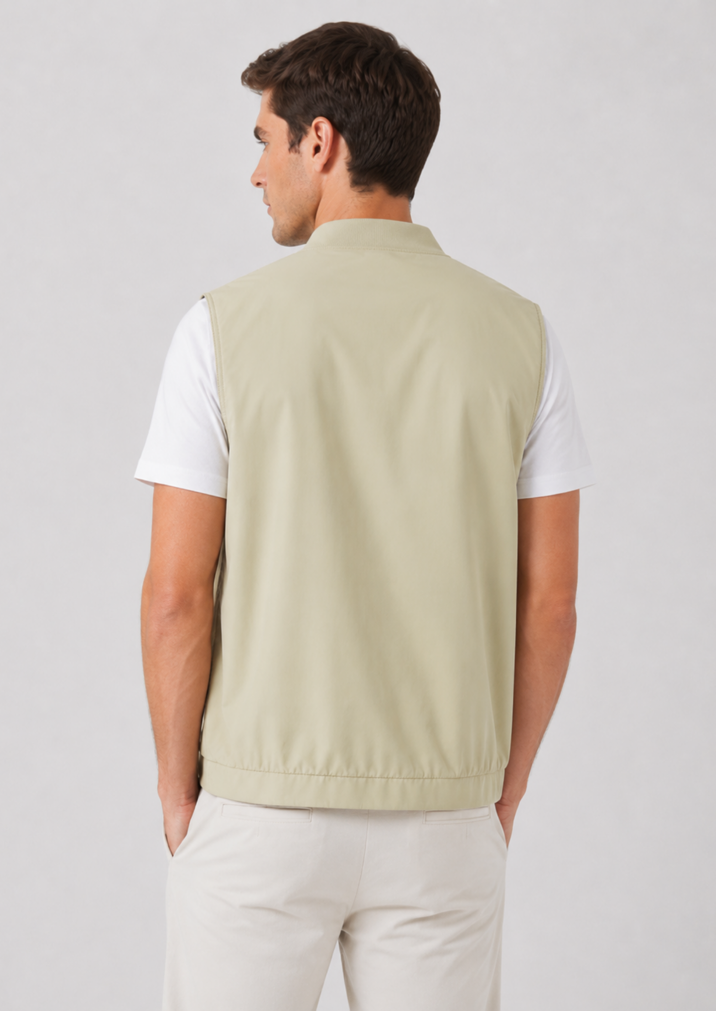Men’s Ultra-Thin Sleeveless Gilet Jacket with Zipper Closure