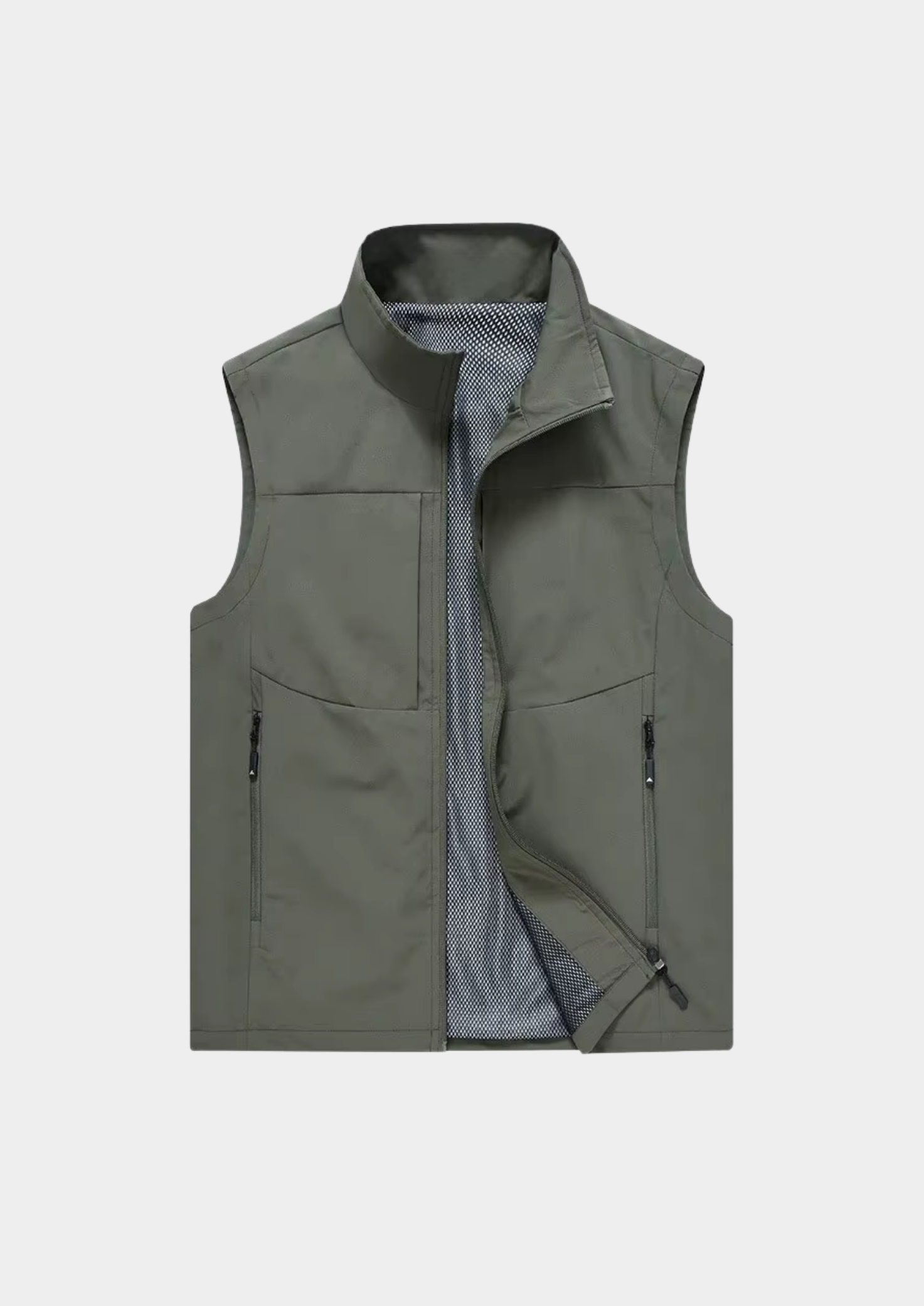 Men’s Utility Gilet Jacket with Stand Collar and Pockets
