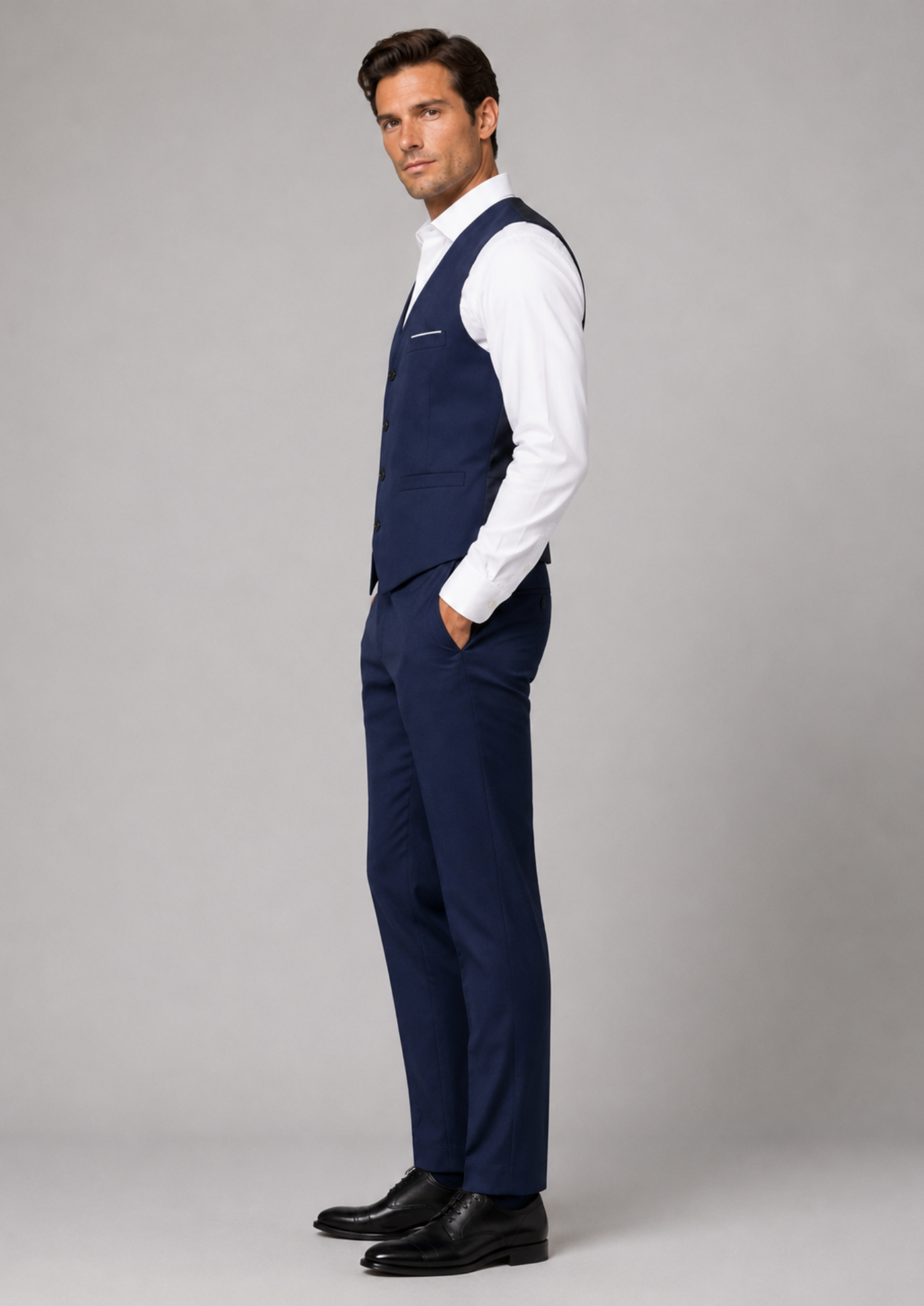 Men’s Vest and Trousers Suit Set with Button Front