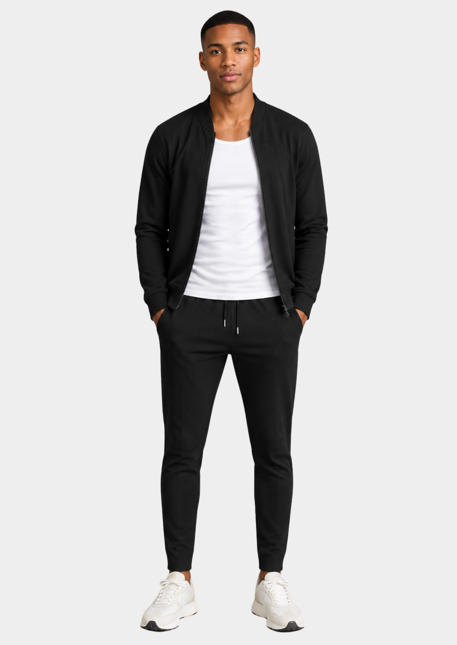 Men’s Waffle Zip Jacket and Pants Set