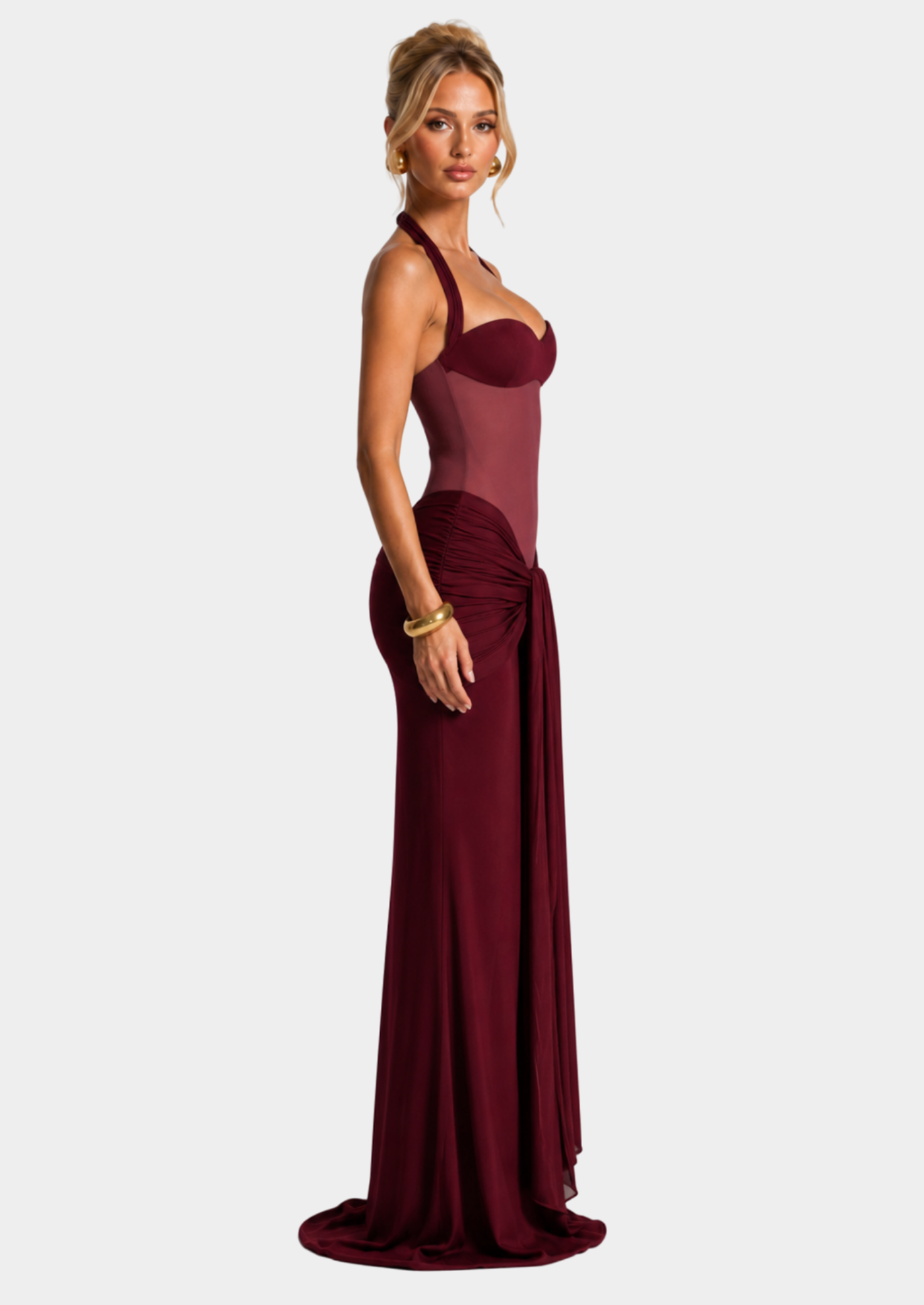 Women’s Maxi Dress with Sweetheart Neckline and Halter Strap