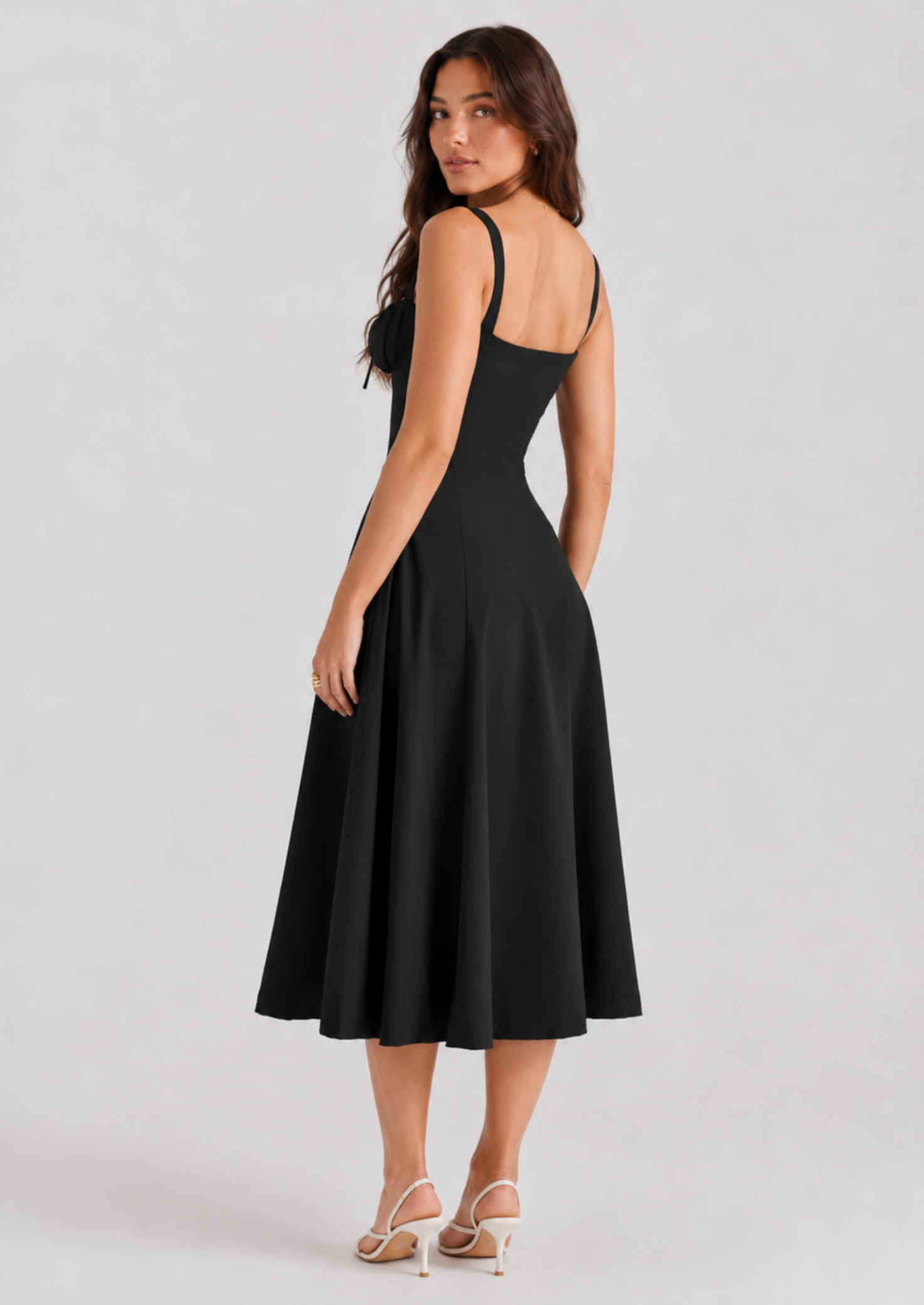 Women’s Midi Dress with Corset Bodice and Side Slit