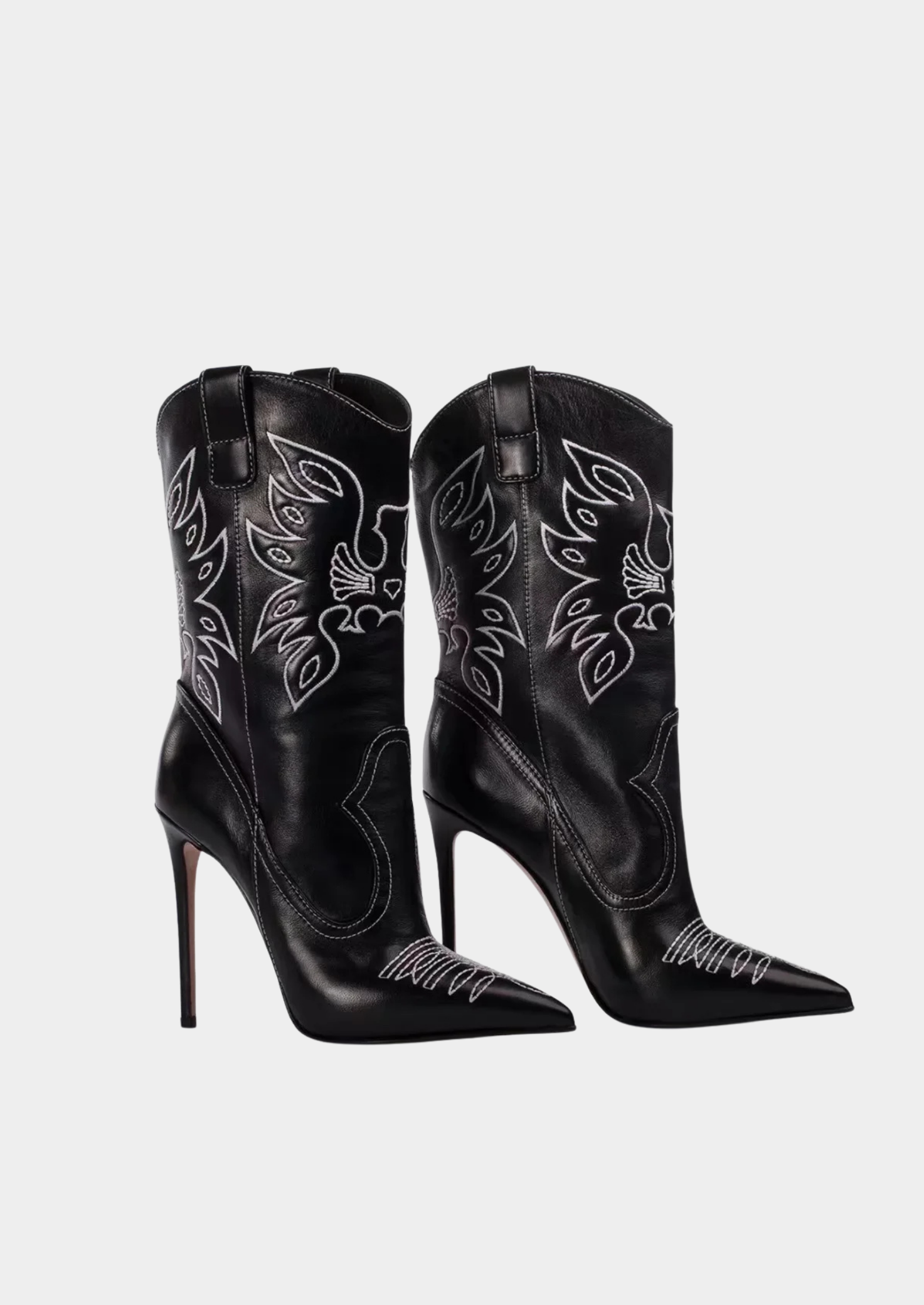 Women’s Ankle Western Boots with Embroidered Canvas Design
