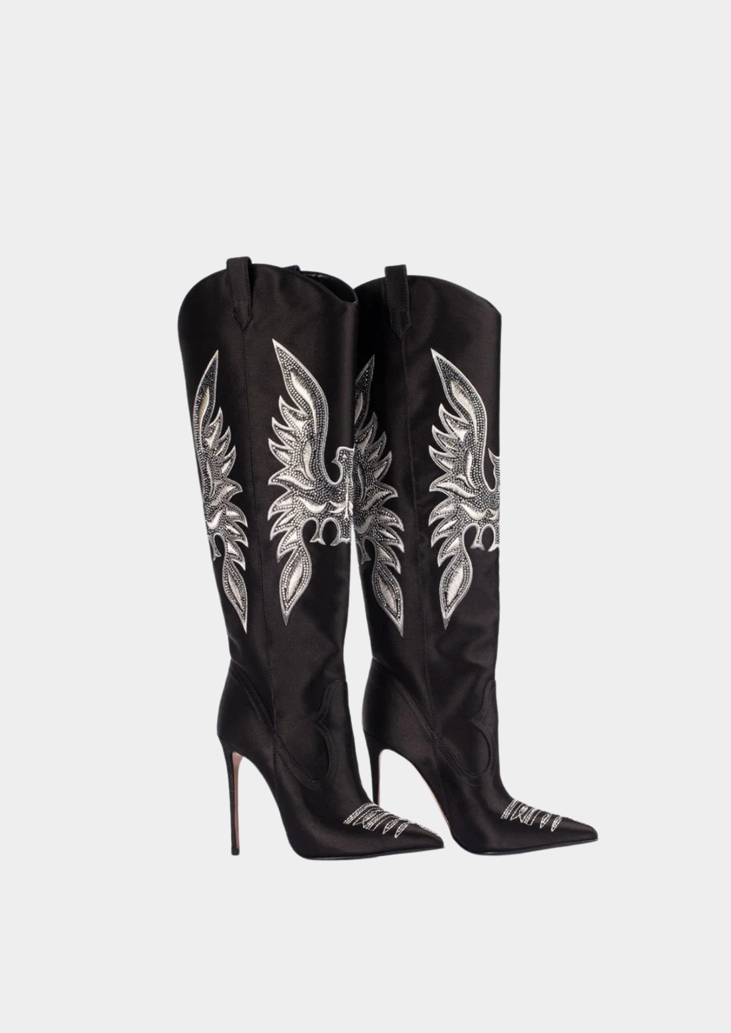 Women’s Ankle Western Boots with Embroidered Canvas Design