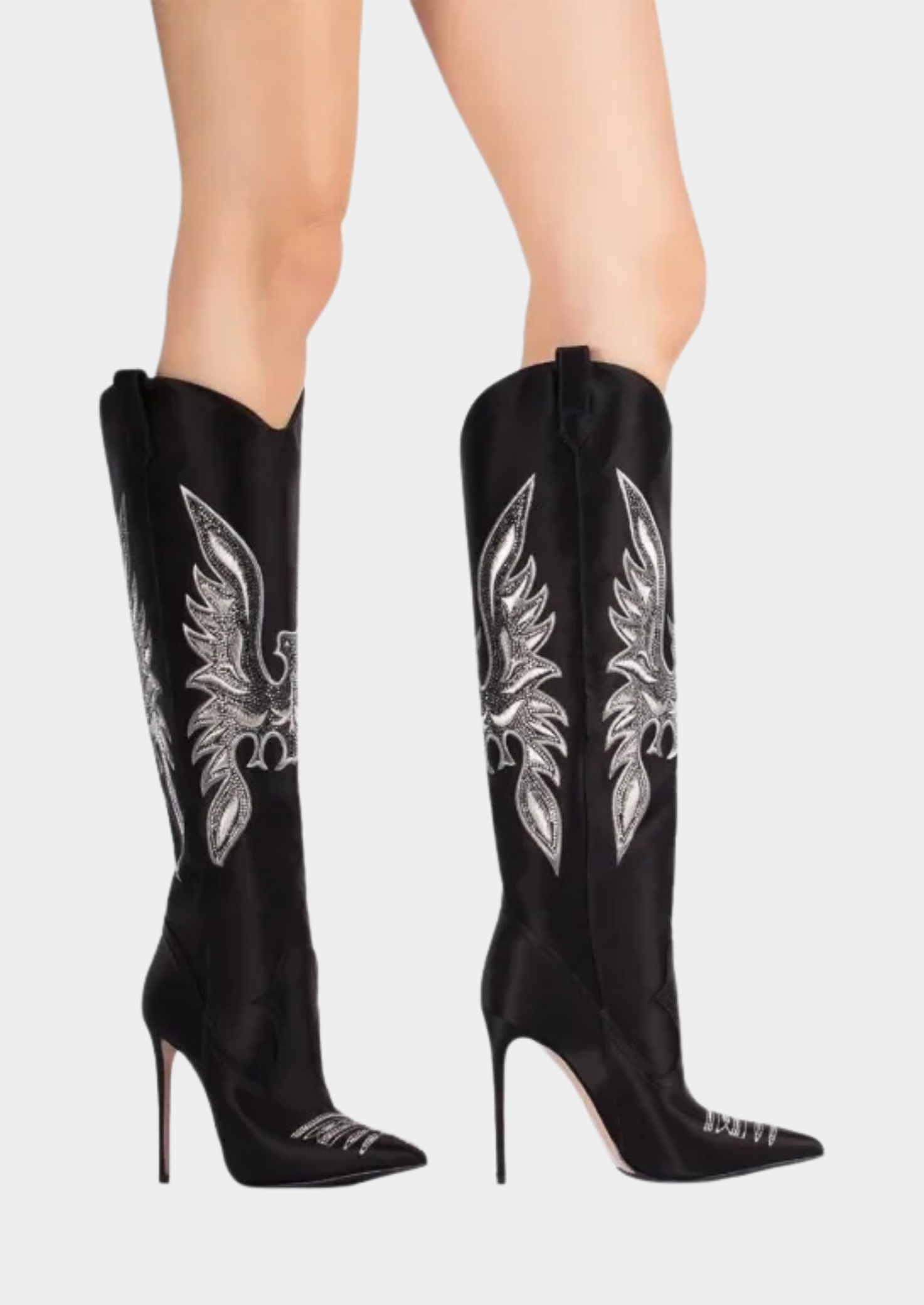 Women’s Ankle Western Boots with Embroidered Canvas Design