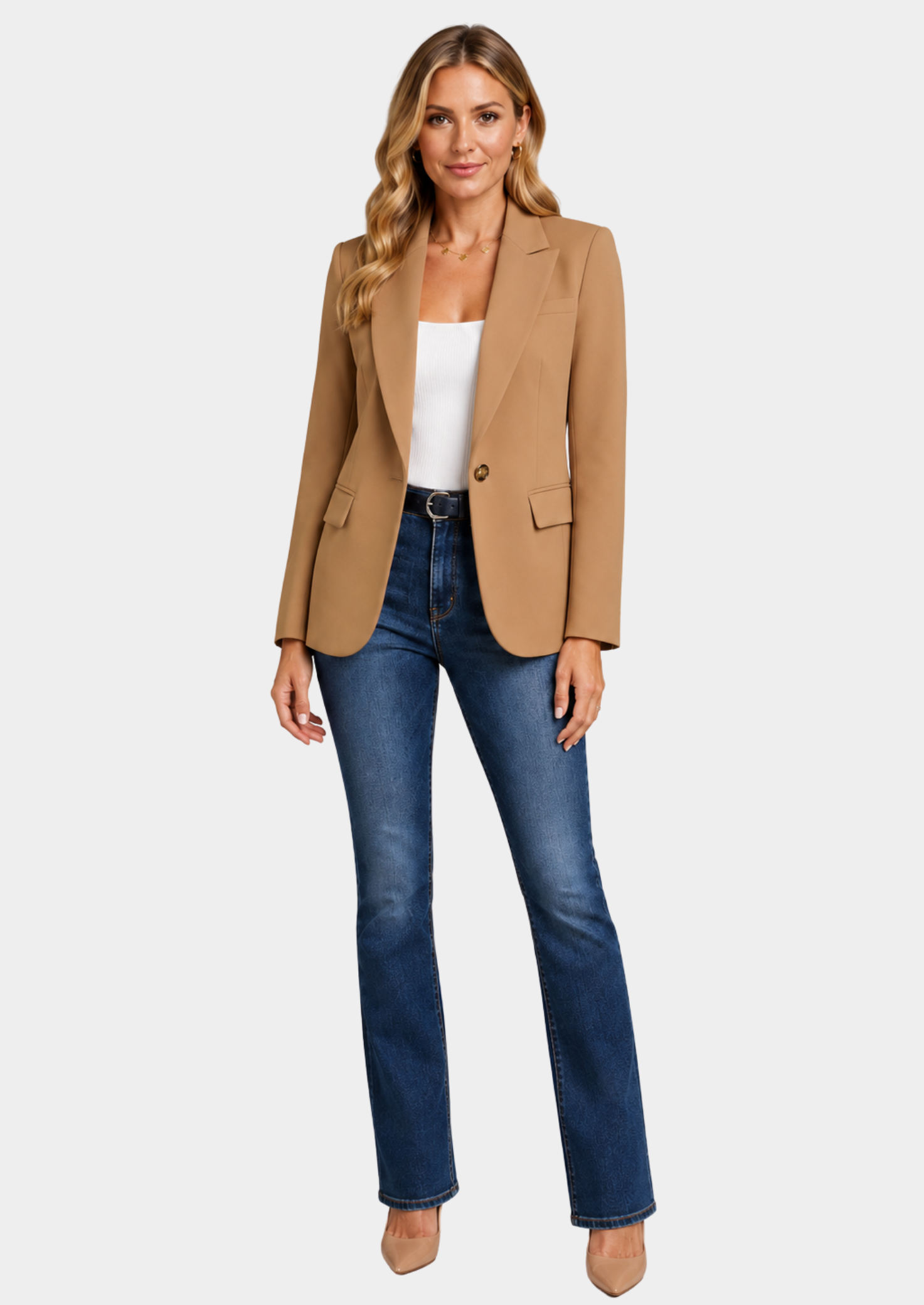 Women’s Blazer Jacket with Single Button Closure
