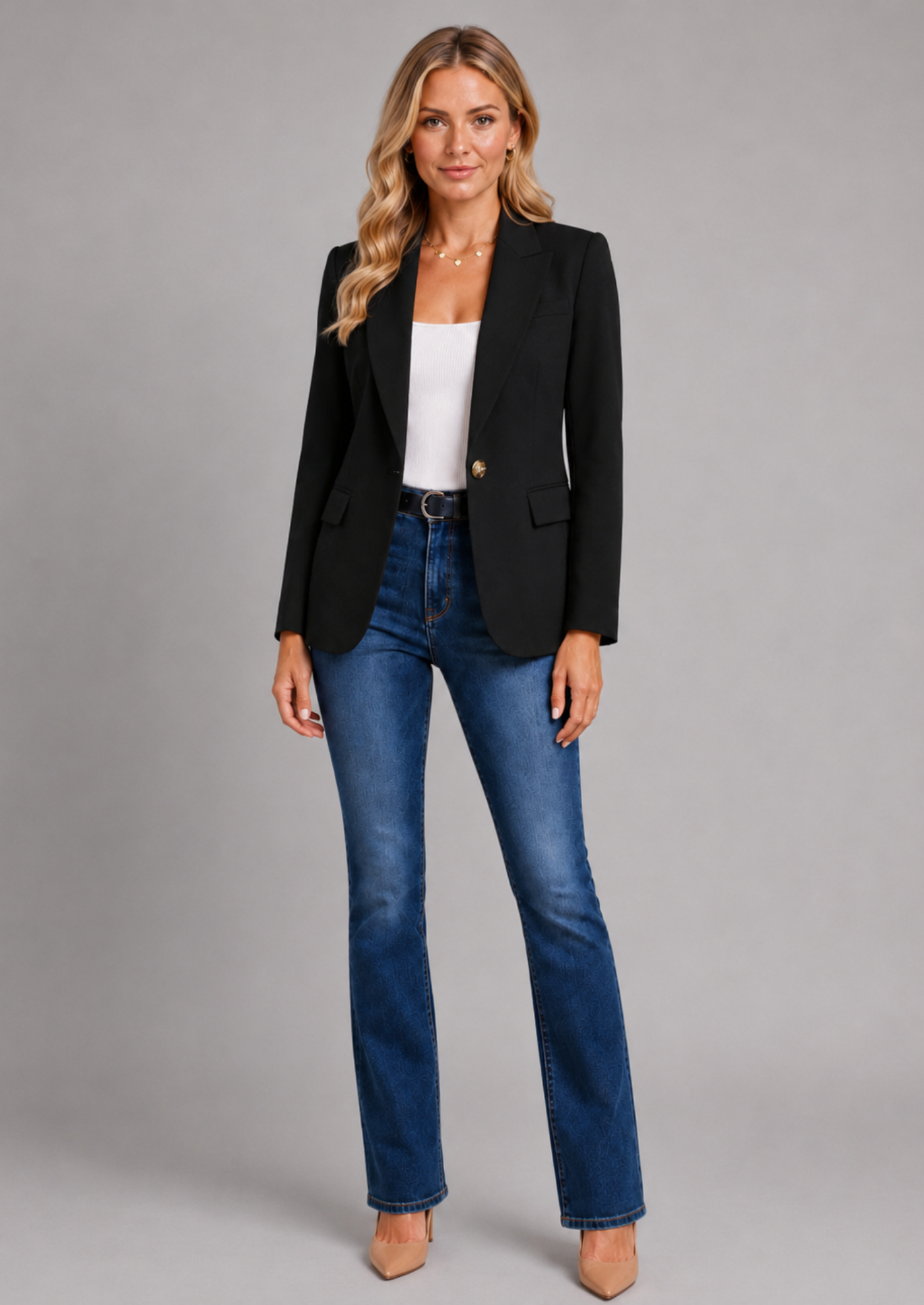 Women’s Blazer Jacket with Single Button Closure