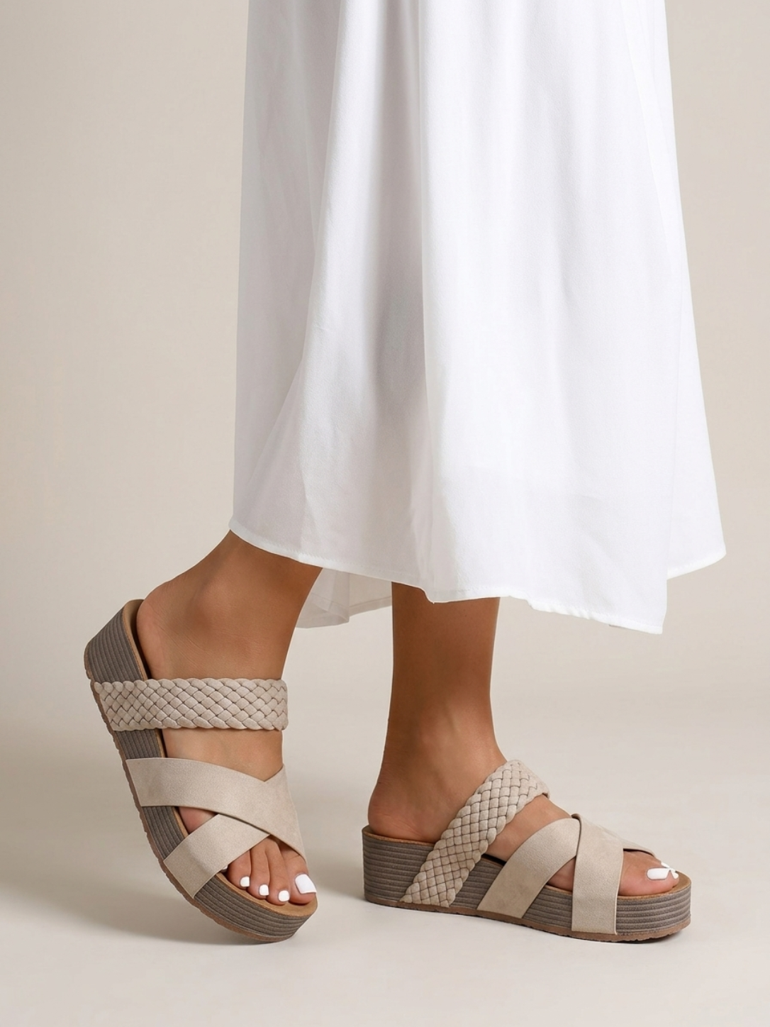 Women’s Braided Sandals with Crossover Straps
